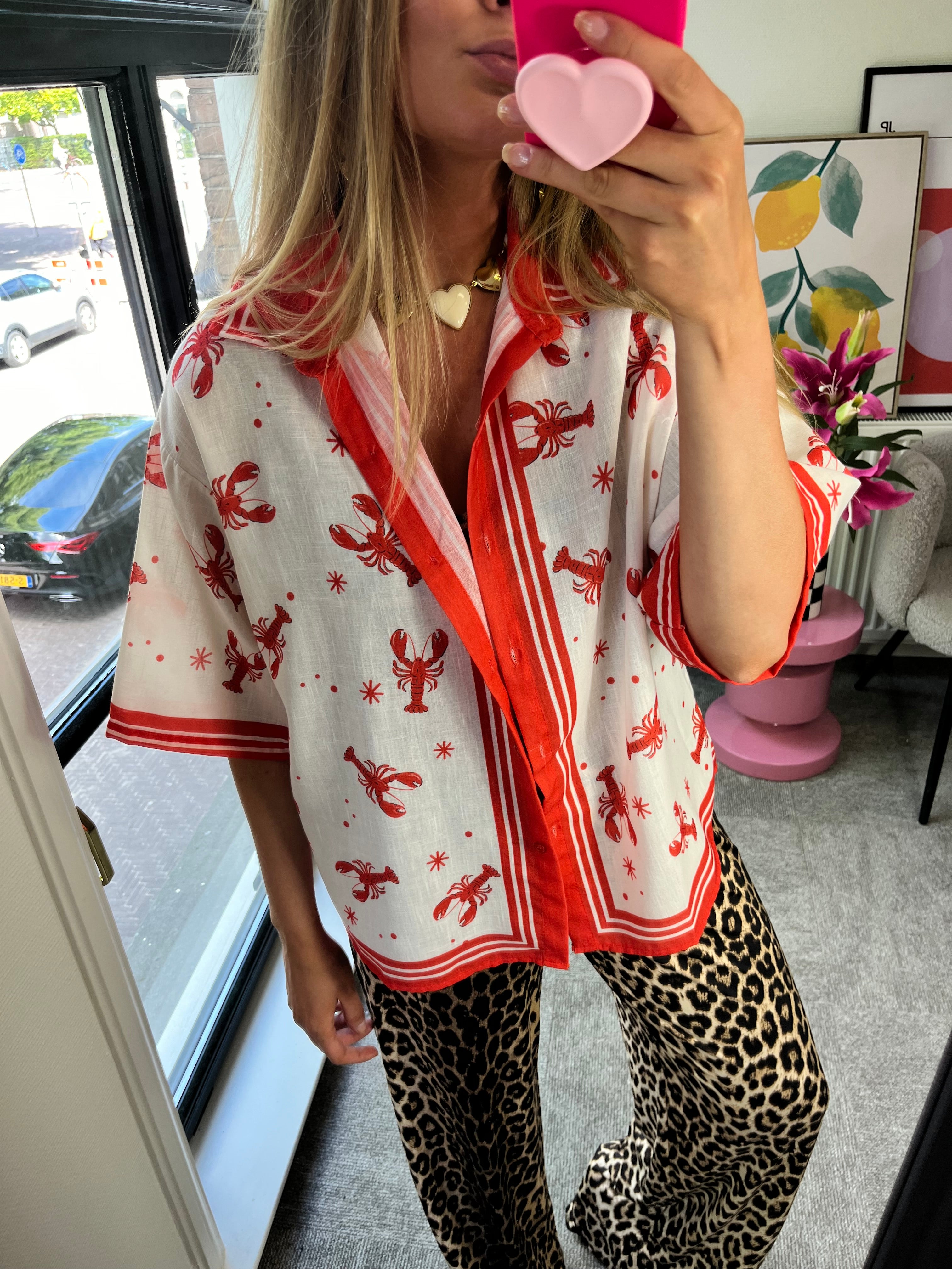 MUSTHAVE PRINT BLOUSE KREEFT ROOD