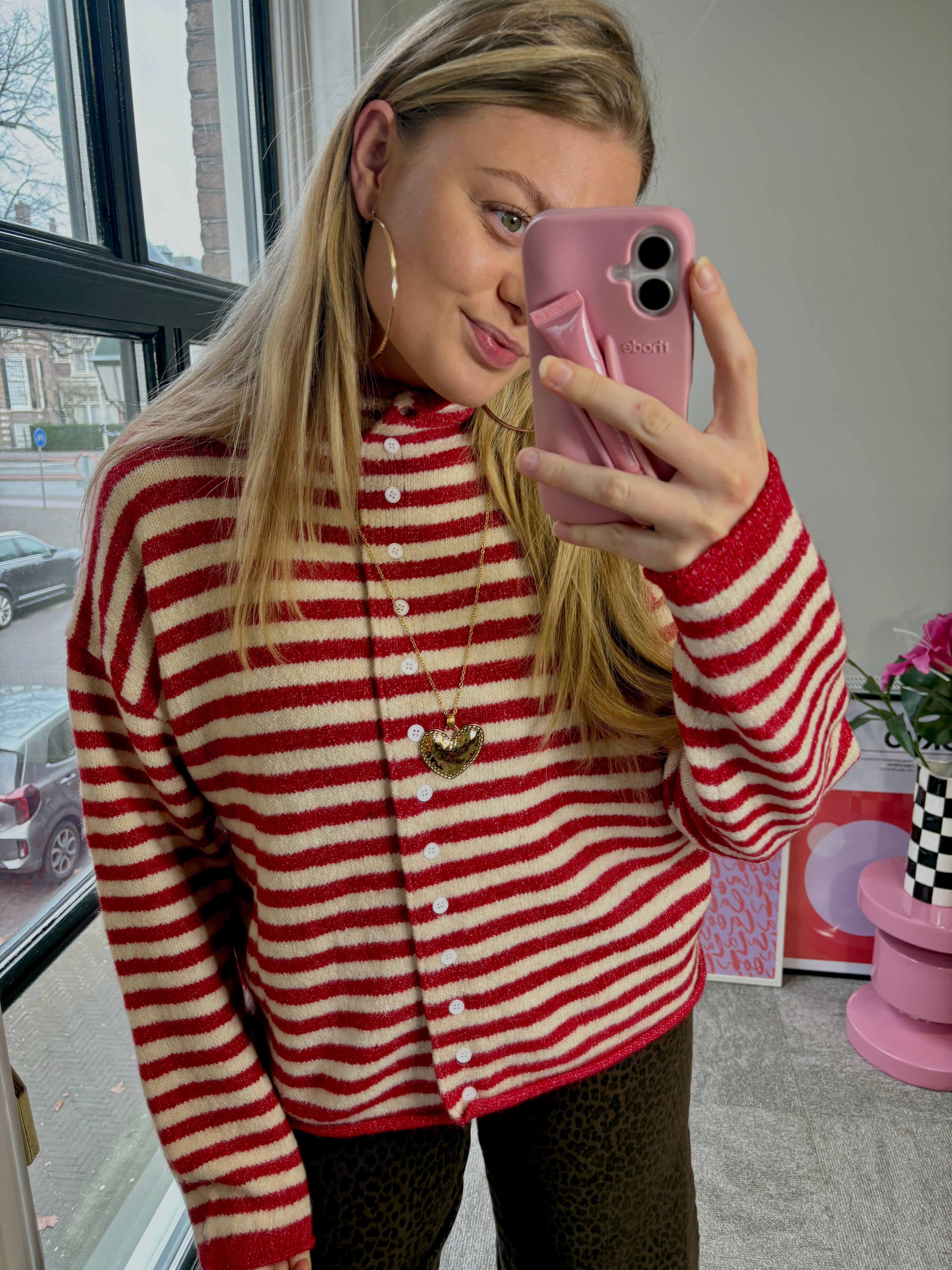 IZZY VESTJE ROOD/ECRU