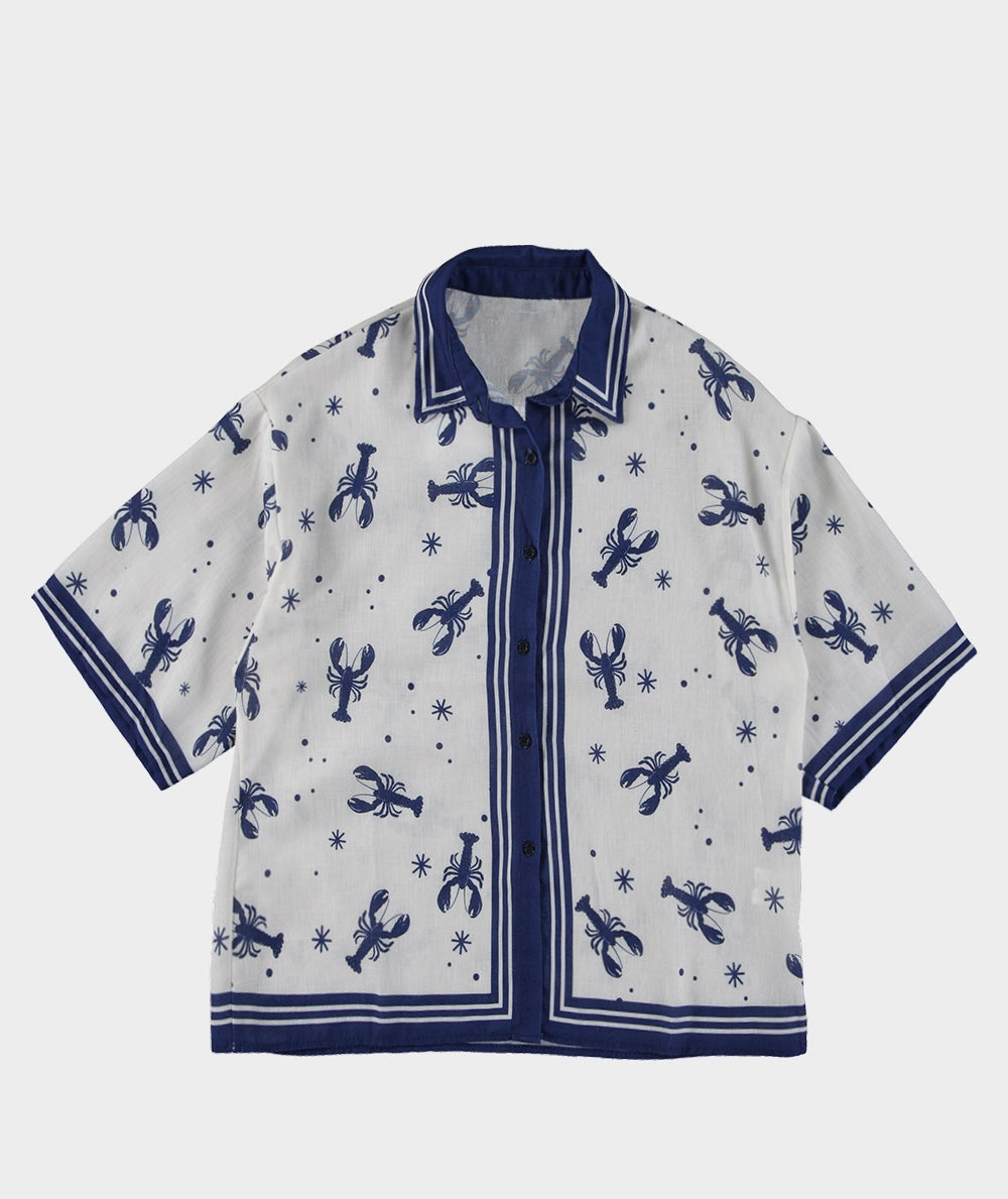 MUST-HAVE PRINT BLOUSE LOBSTER BLUE