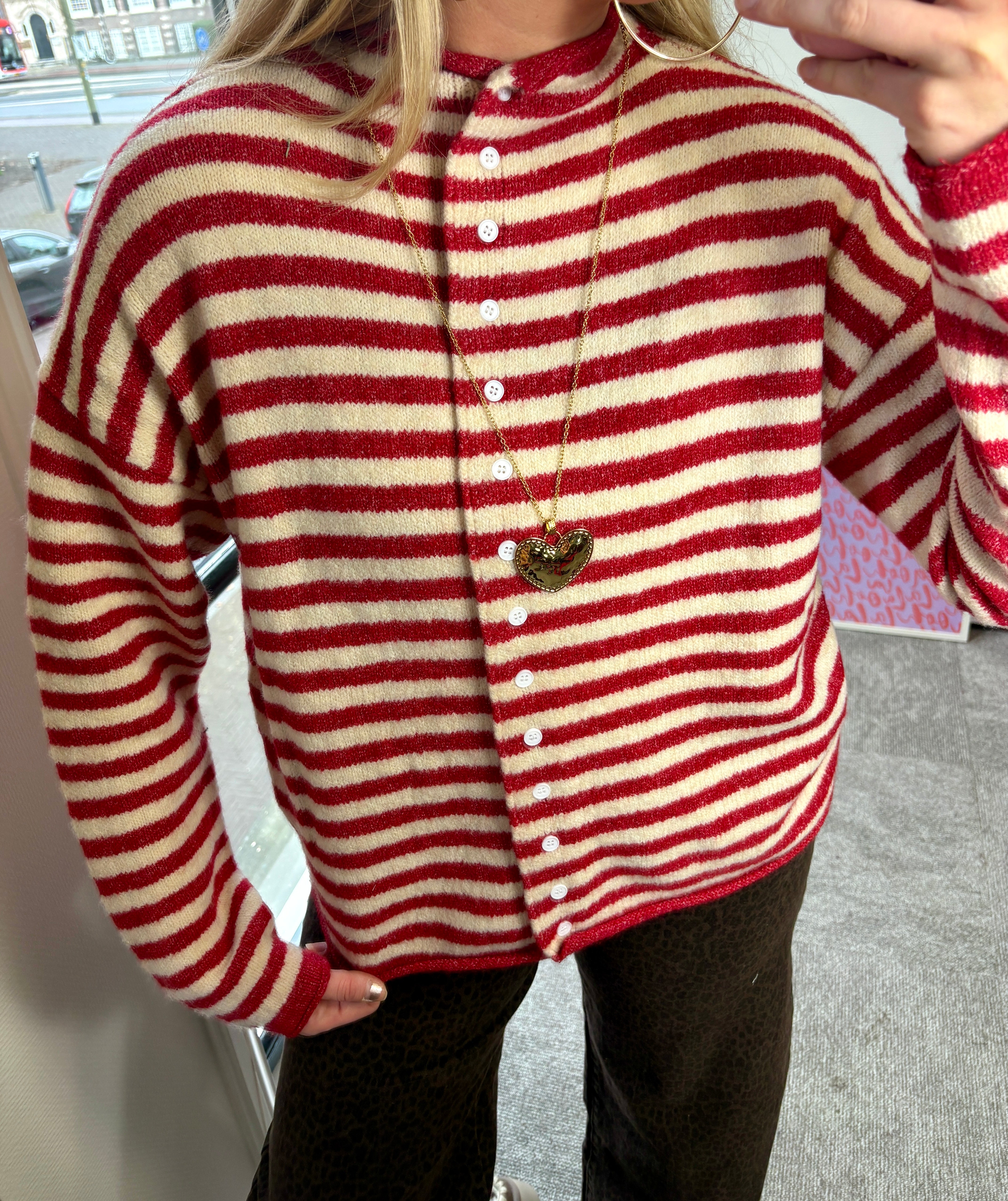 IZZY VESTJE ROOD/ECRU