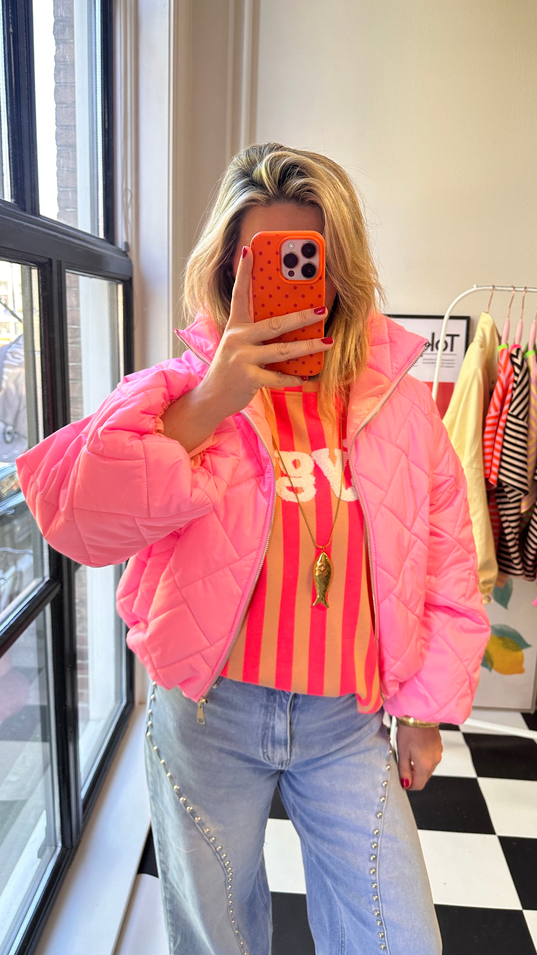 MUSTHAVE GESTREEPT ZALMROZE/FELROZE T-SHIRT HYGGE