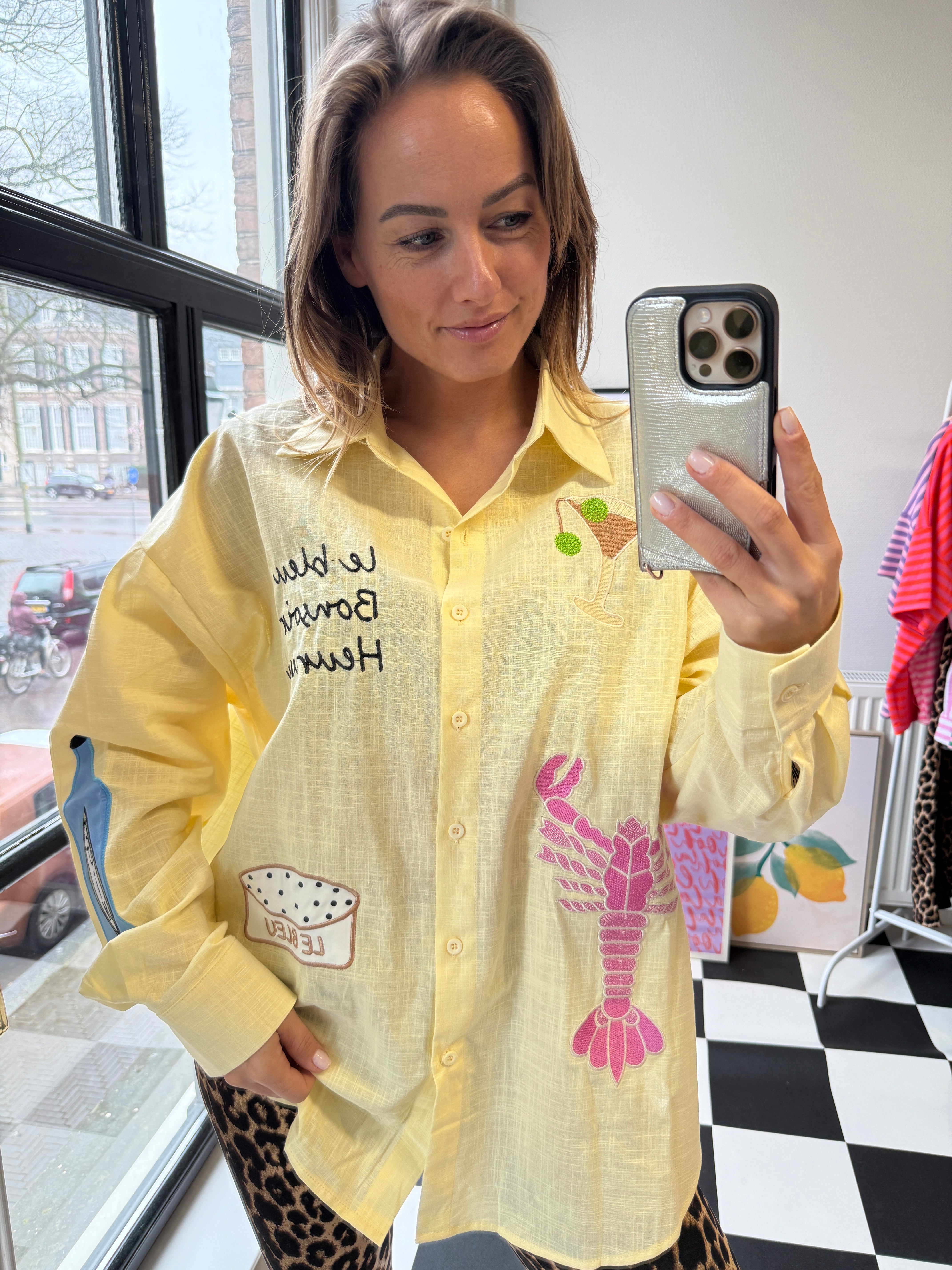 SKYE GELE BLOUSE MET PATCHES