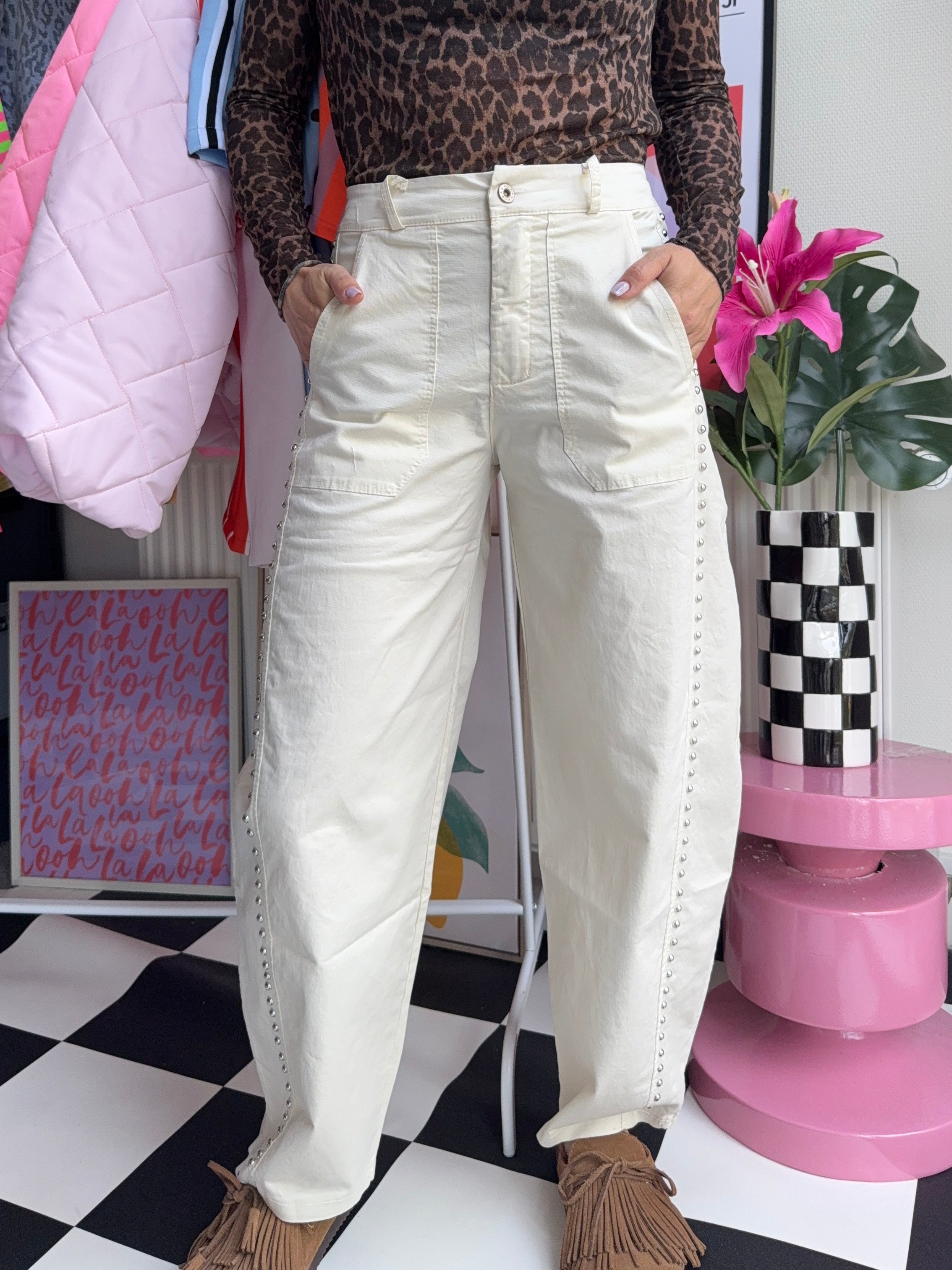 MILA BARREL BROEK CRÈME