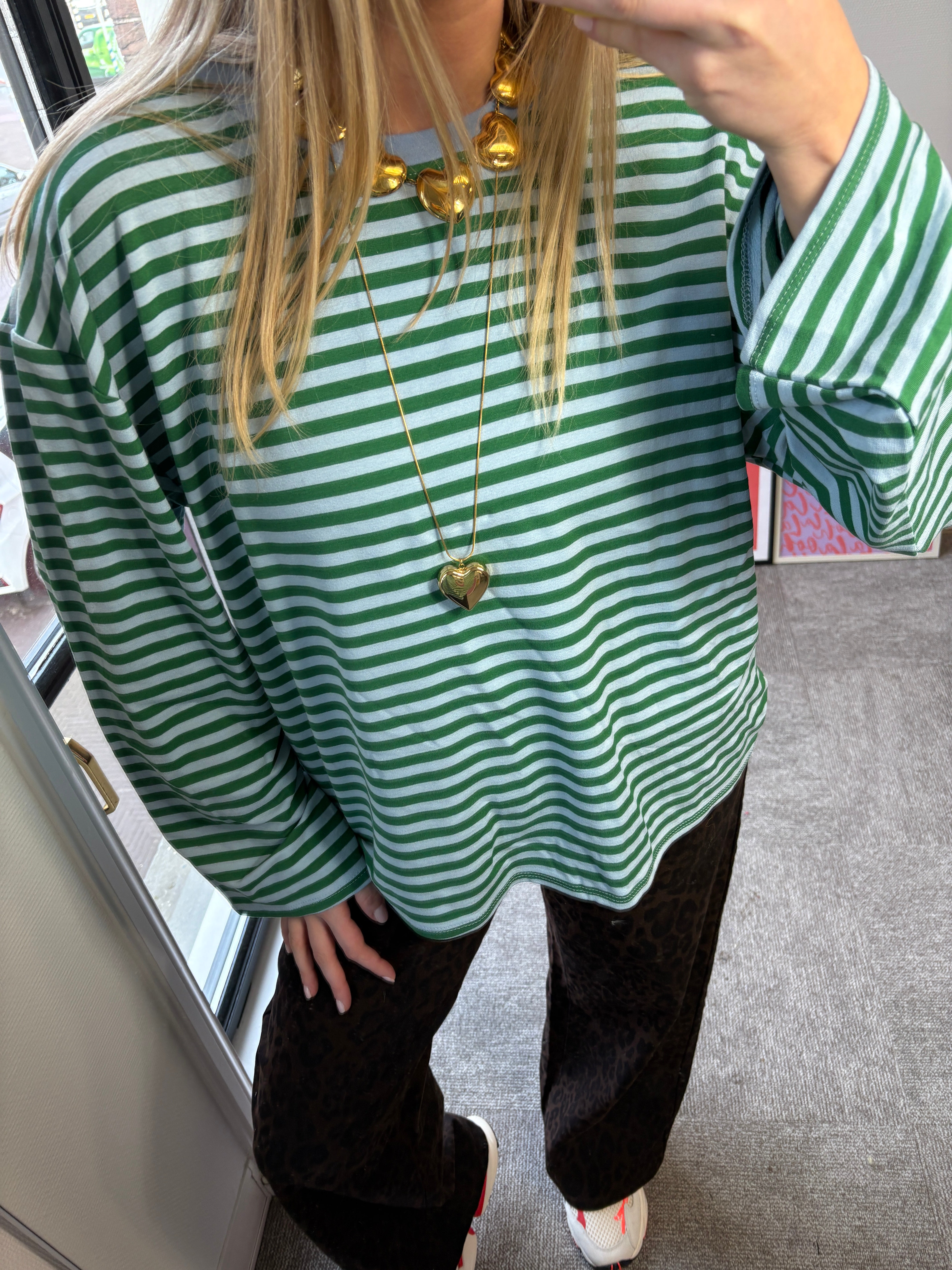 KIKI STREEPJES SHIRT BLAUW GROEN