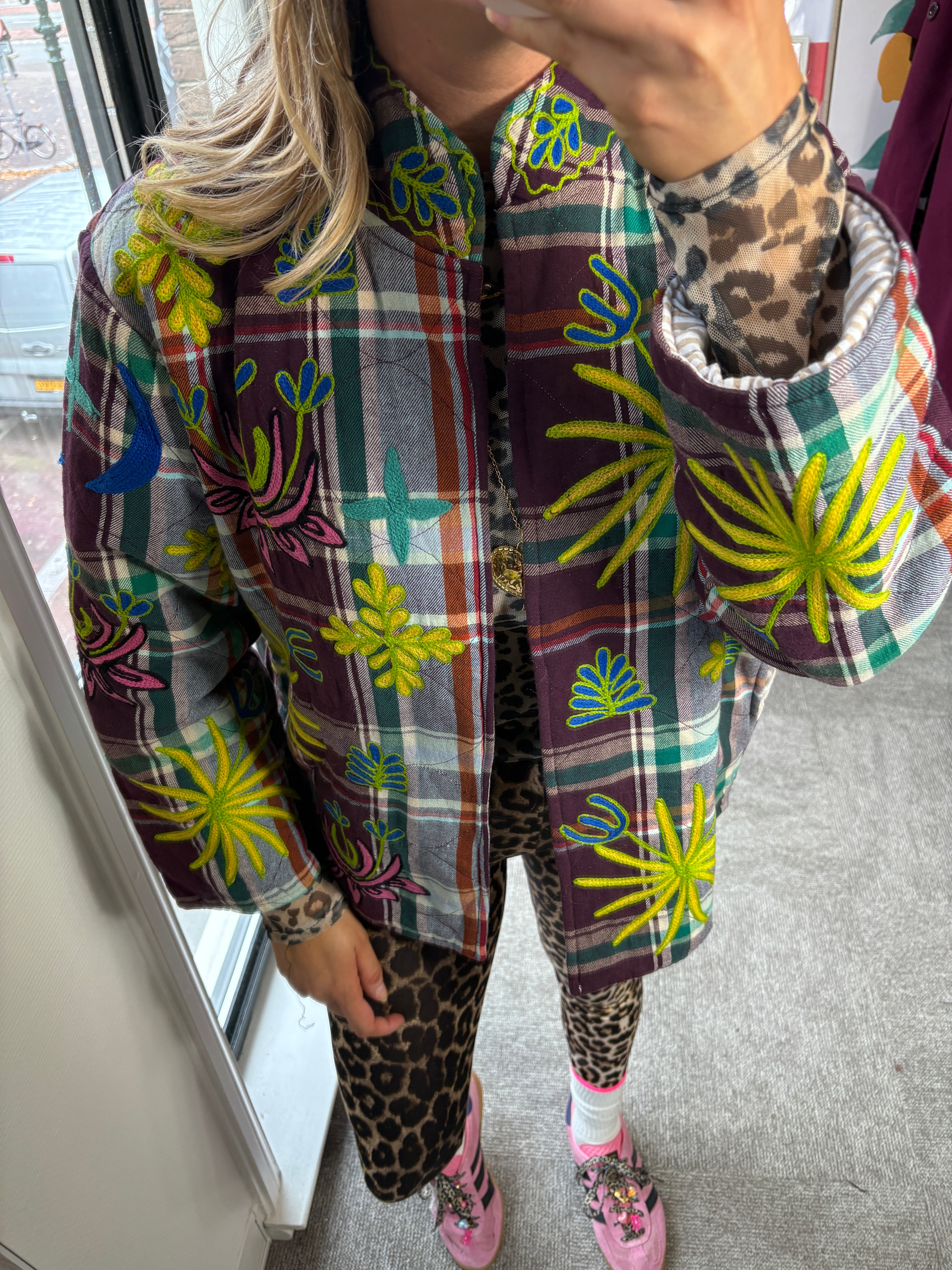 EMMA CHECK JACKET BORDEAUX YELLOW