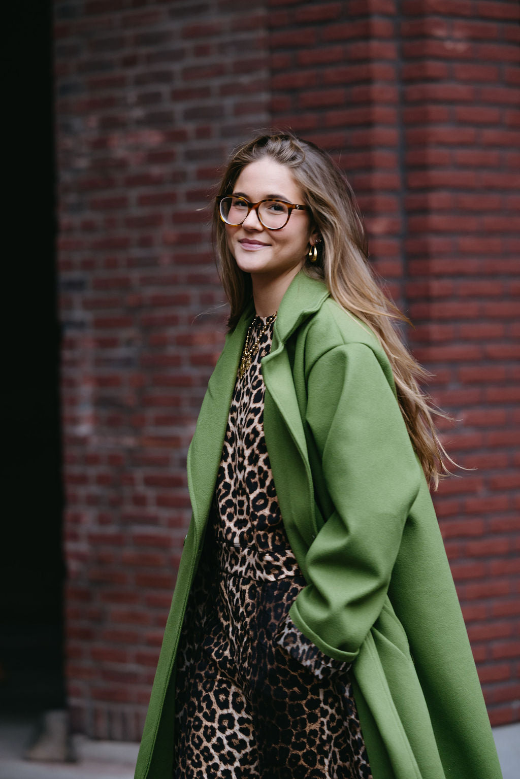 LIZZY MANTEL JAS GROEN MET PANTER