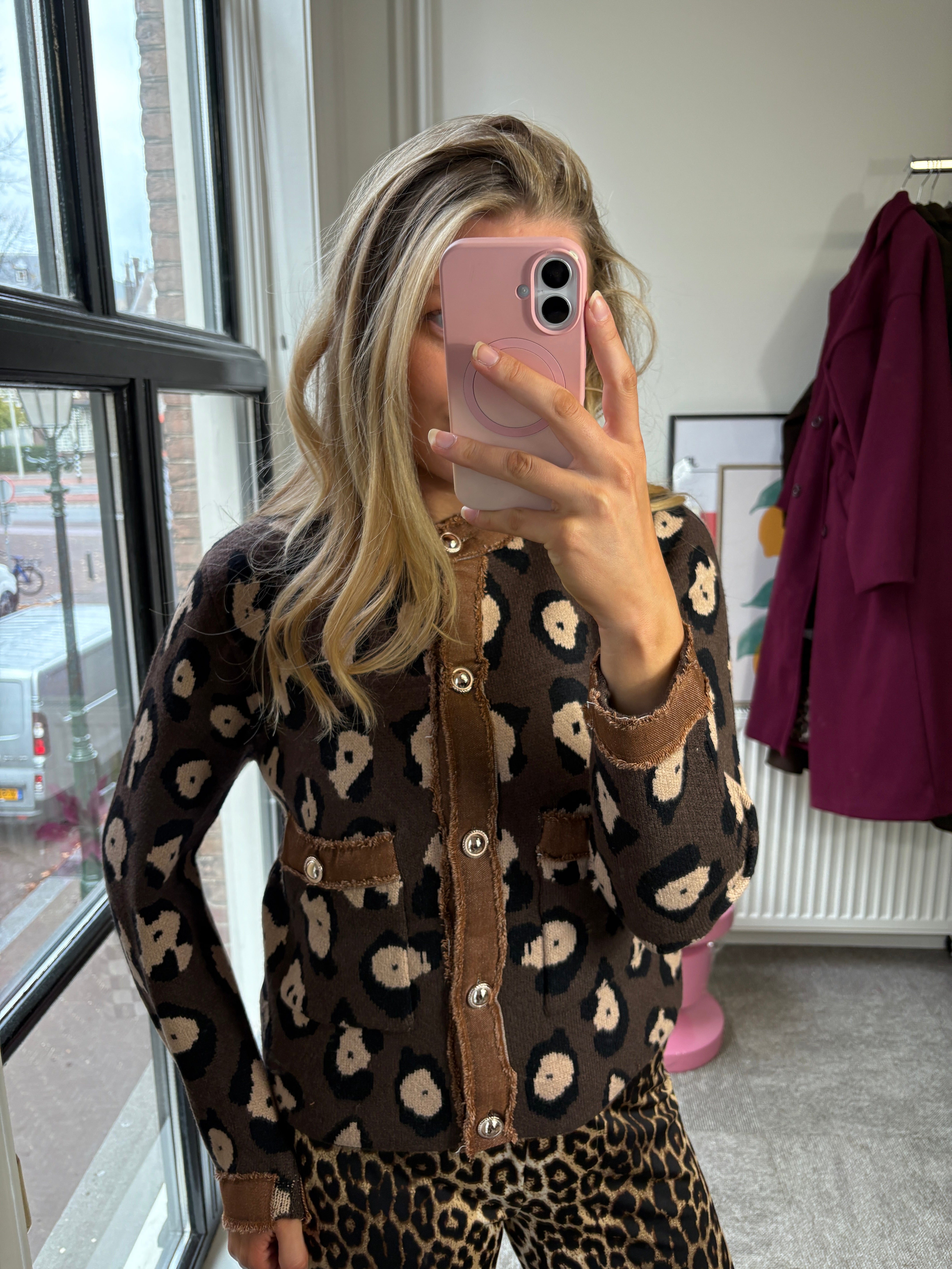 MARJO PANTERPRINT VESTJE CHOCO
