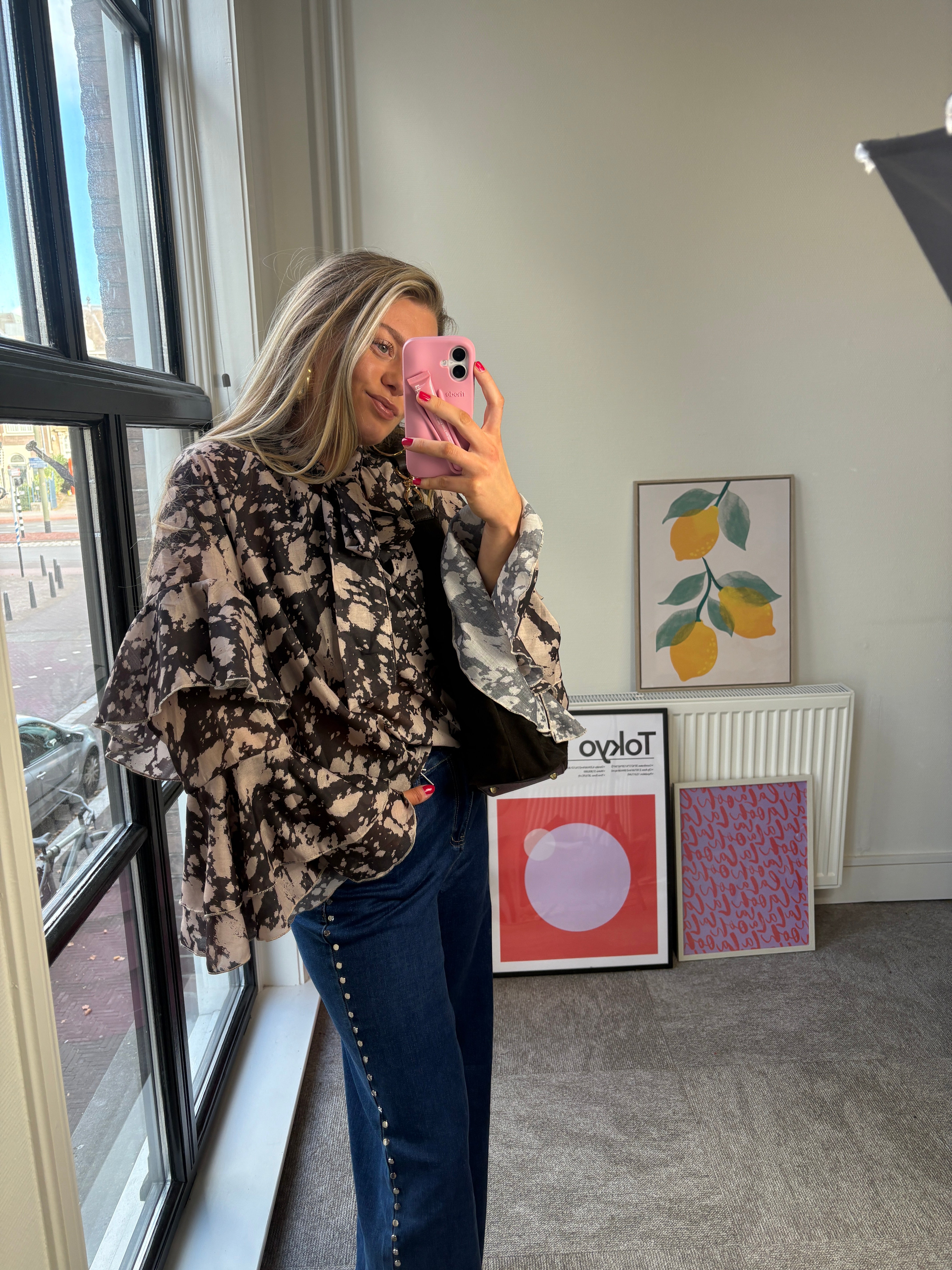 JET PRINT BLOUSE CHOCO