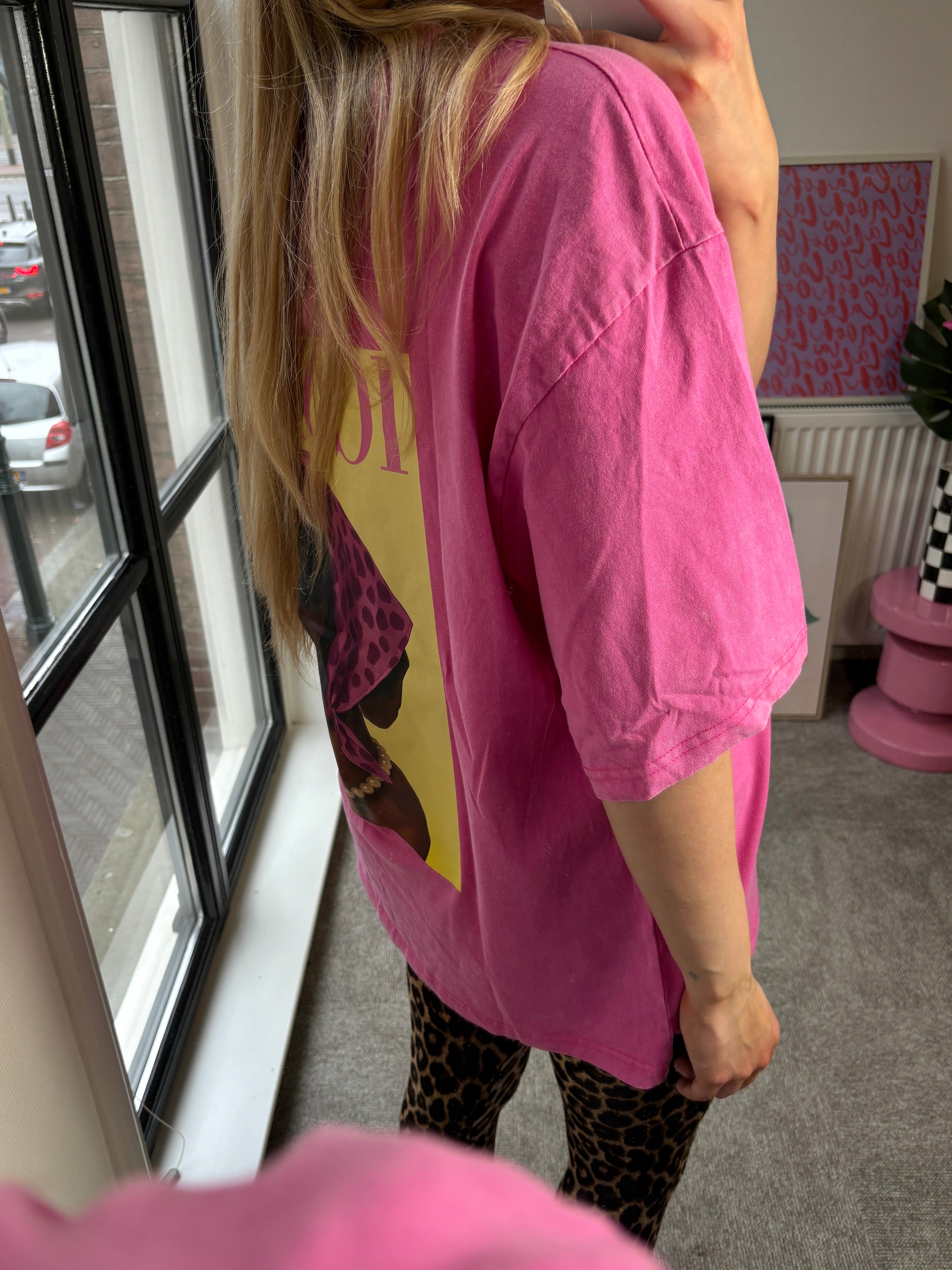 OVERSIZED SHIRT MET TECKEL ROZE