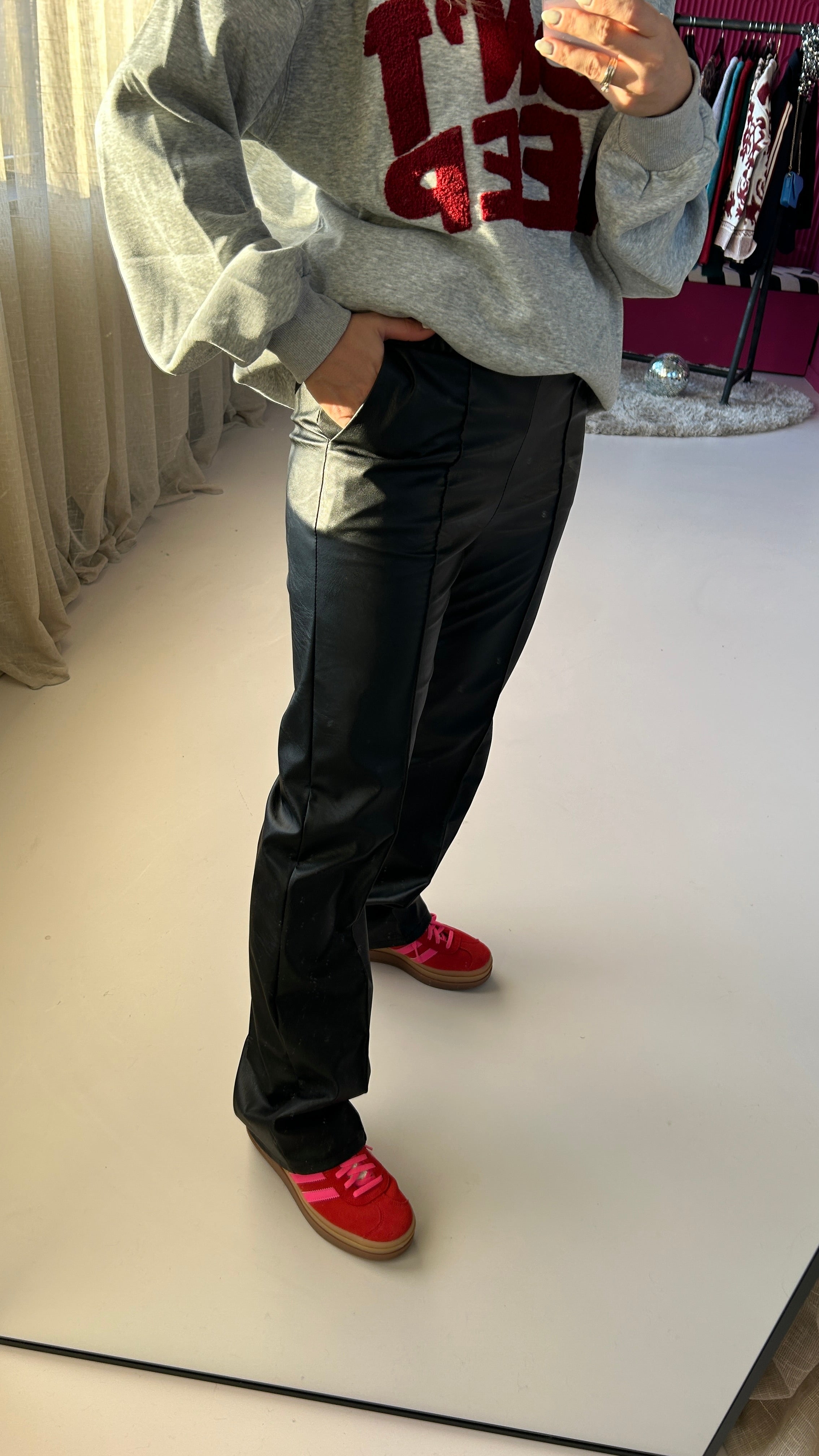 BLACK PU TROUSERS