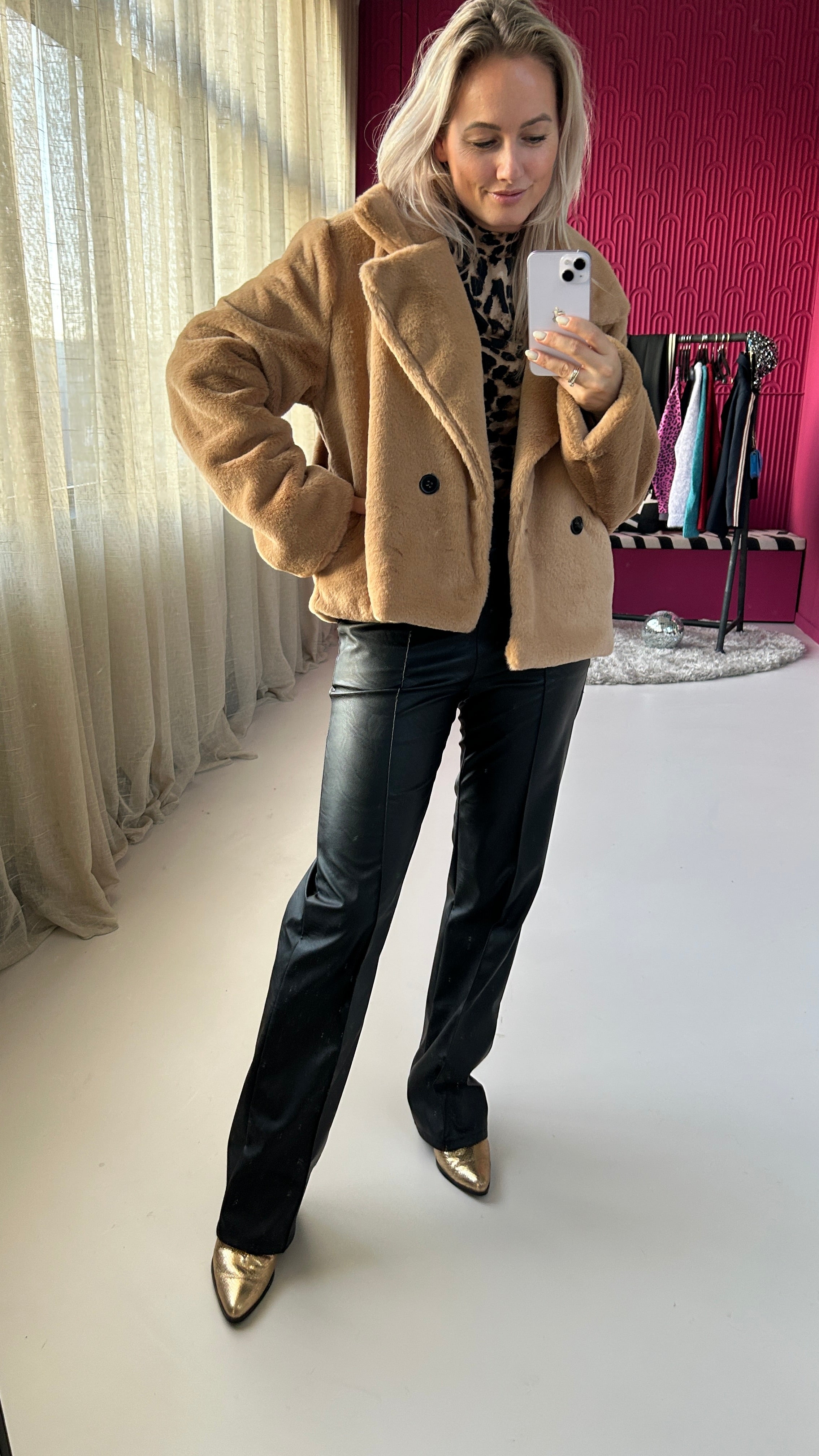 BLACK PU TROUSERS