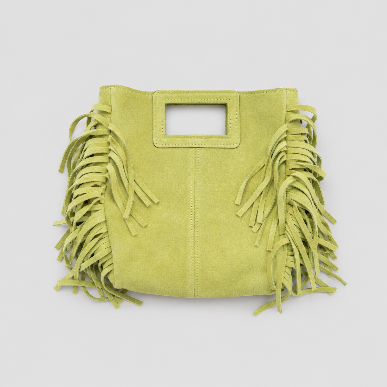 suede tas geel groen franjes