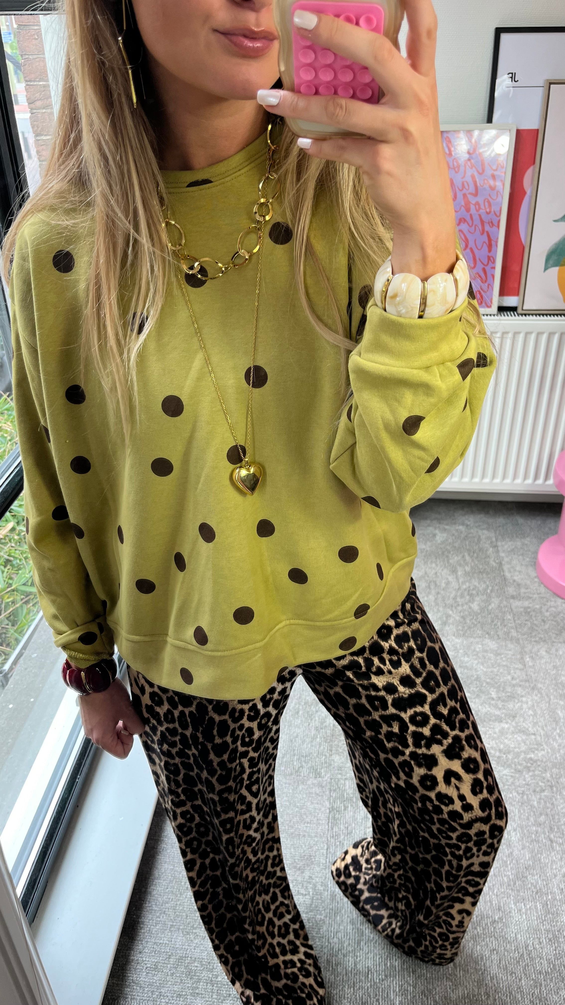 DOTS SWEATER OLIVE