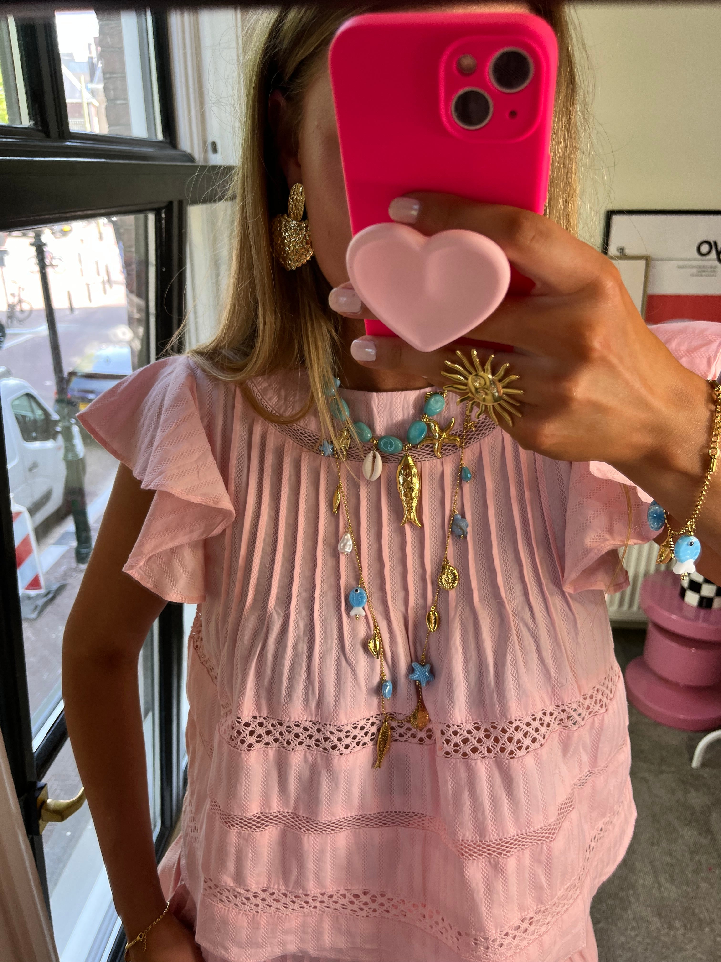 LANGE KETTING VISJES BLAUW