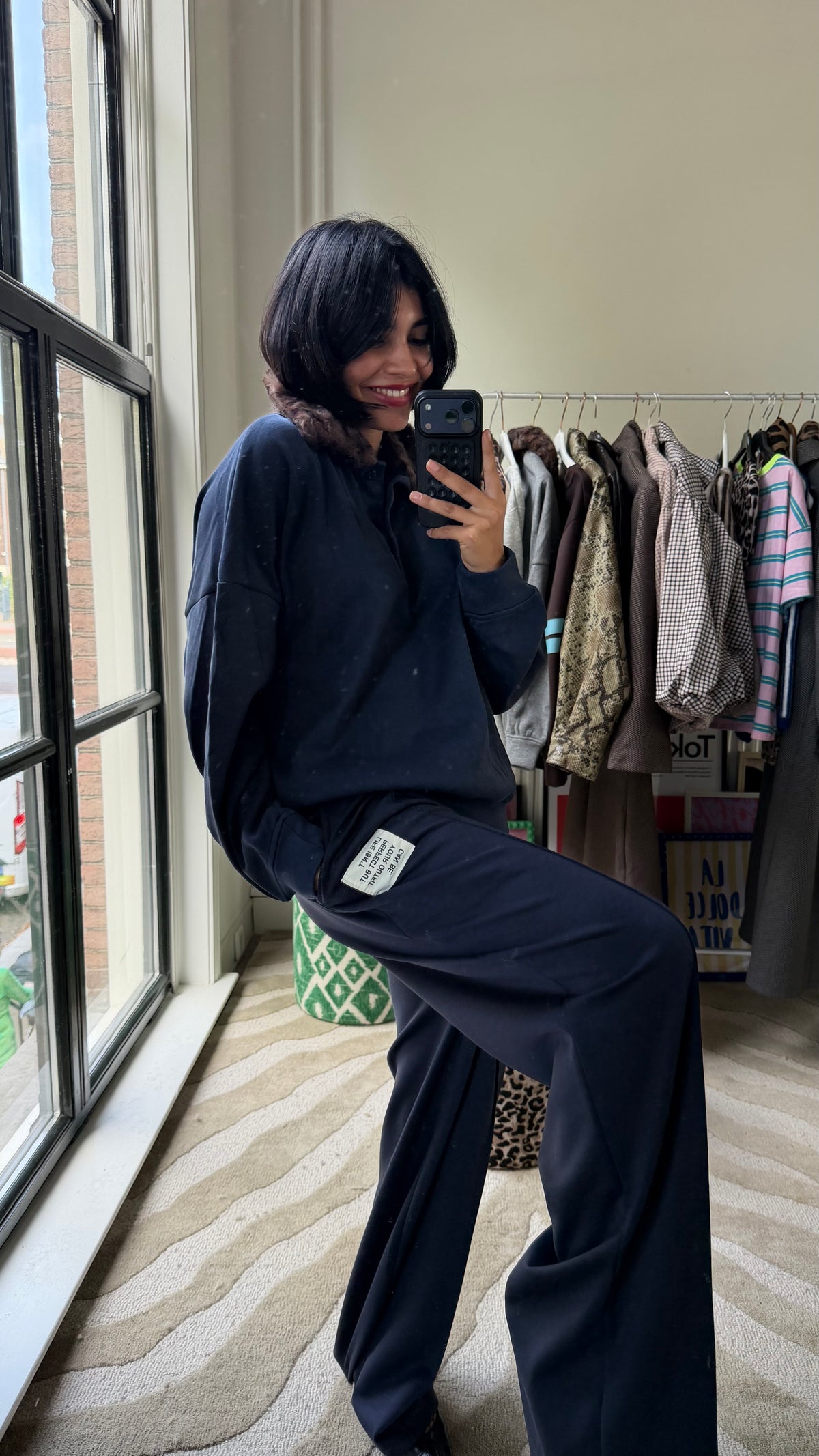 SWEATER MET PANTERKRAAG BLAUW