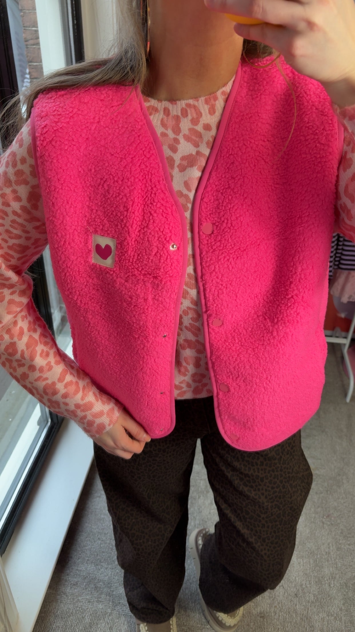 TEDDY GILET FLUO ROZE