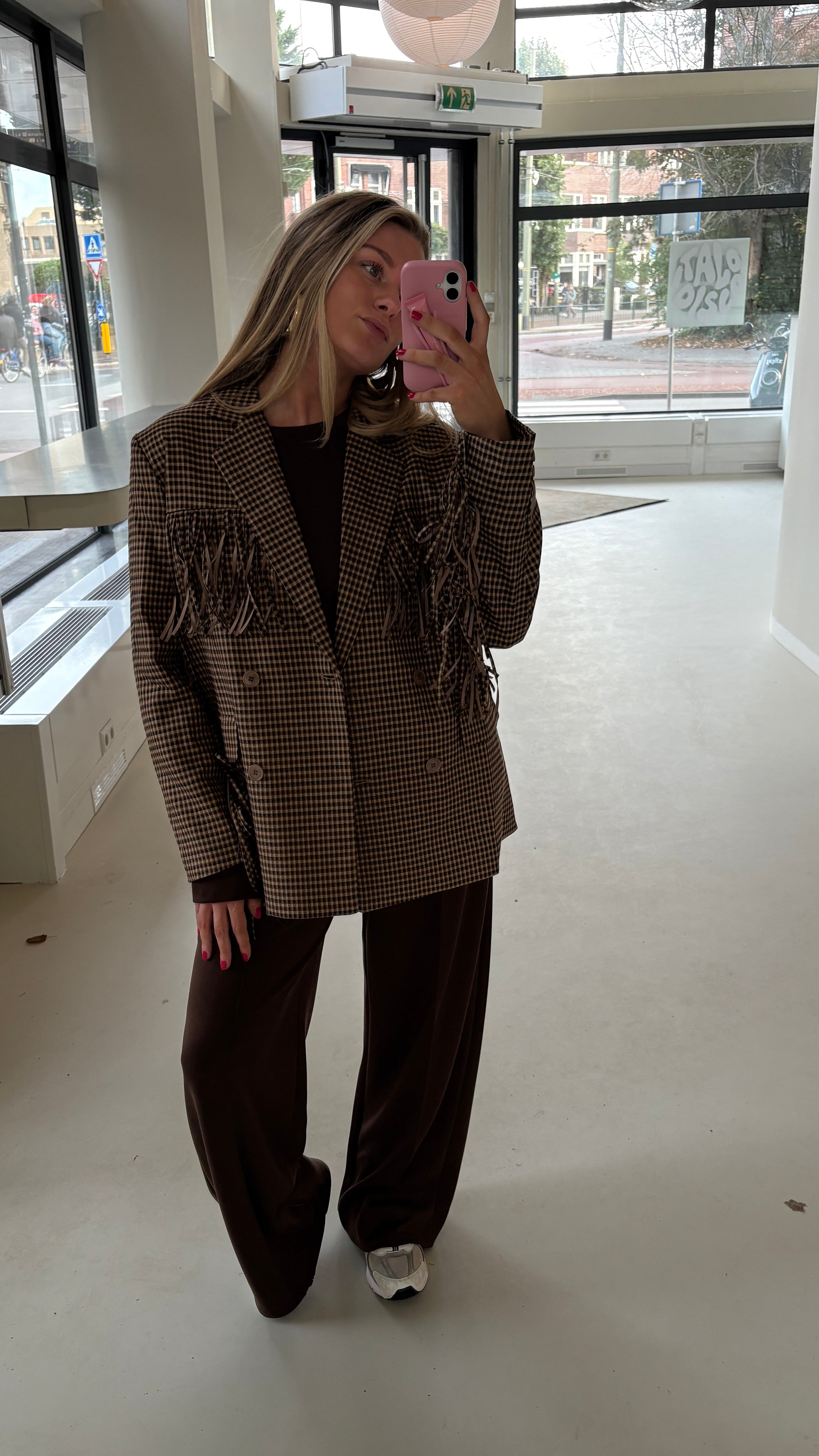 MAUD MUSTHAVE BLAZER RUIT FRANJES CAMEL