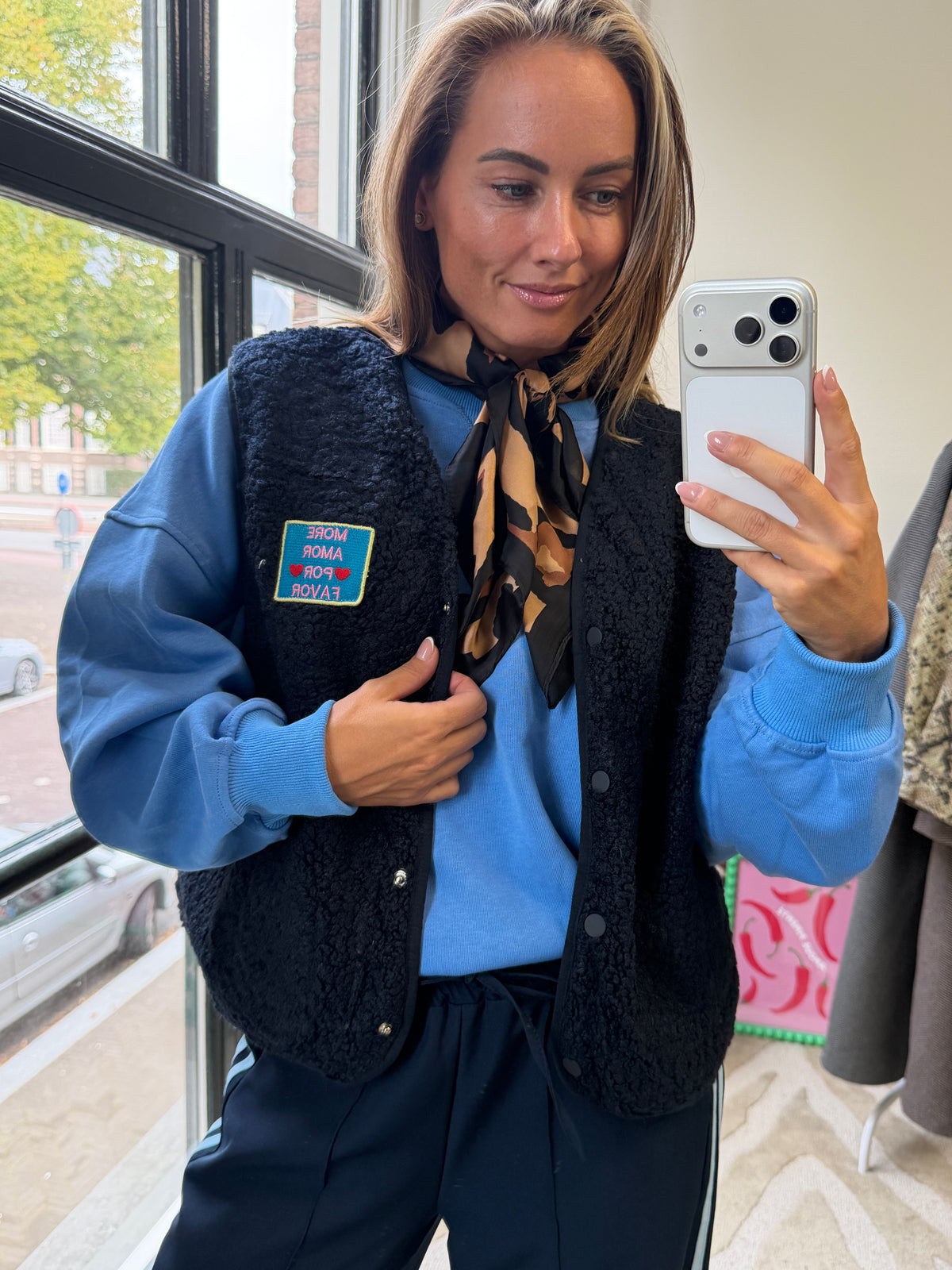 TEDDY GILET DONKERBLAUW