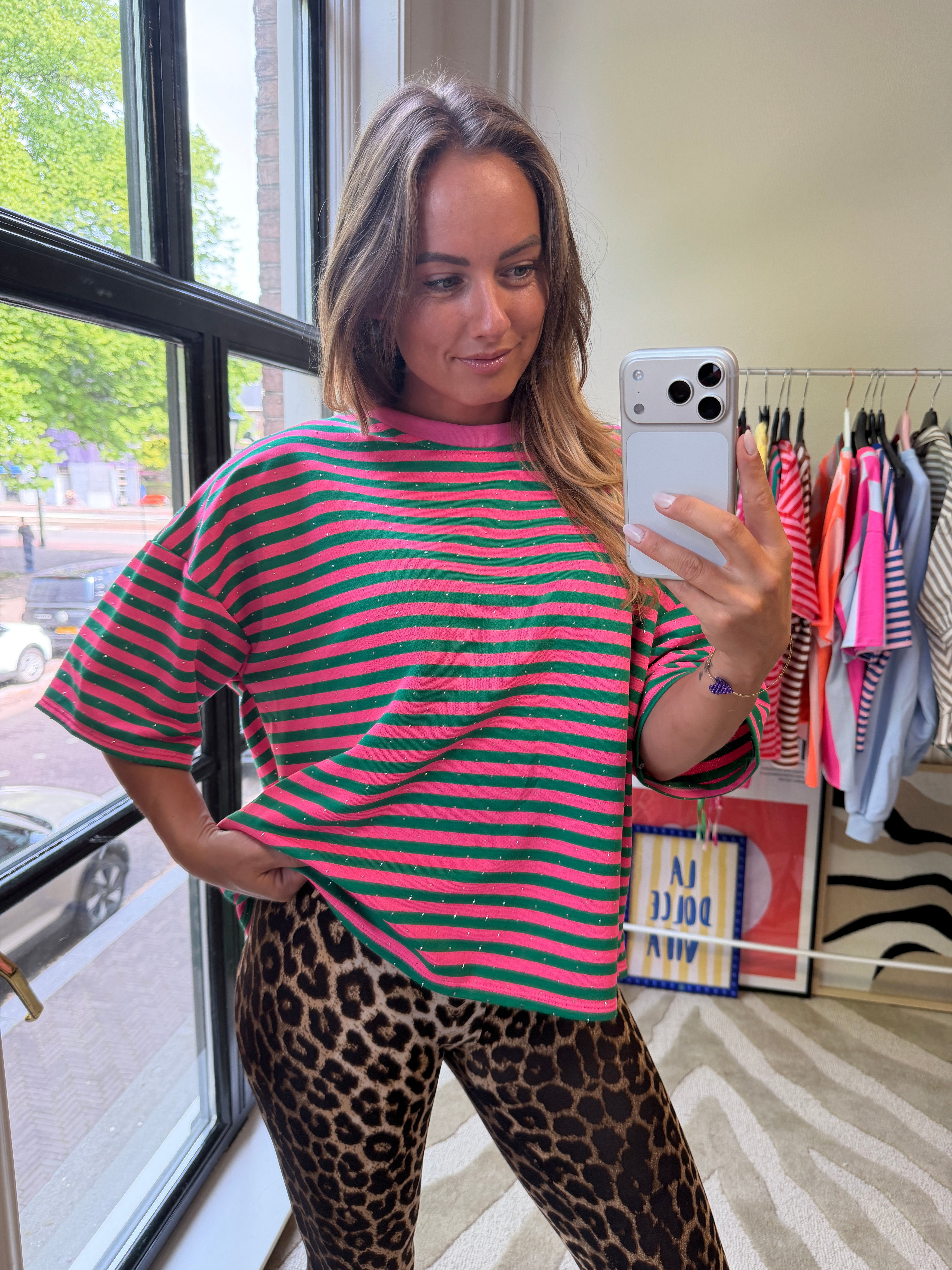 MUSTHAVE SHIRT GLITTER GROEN ROZE