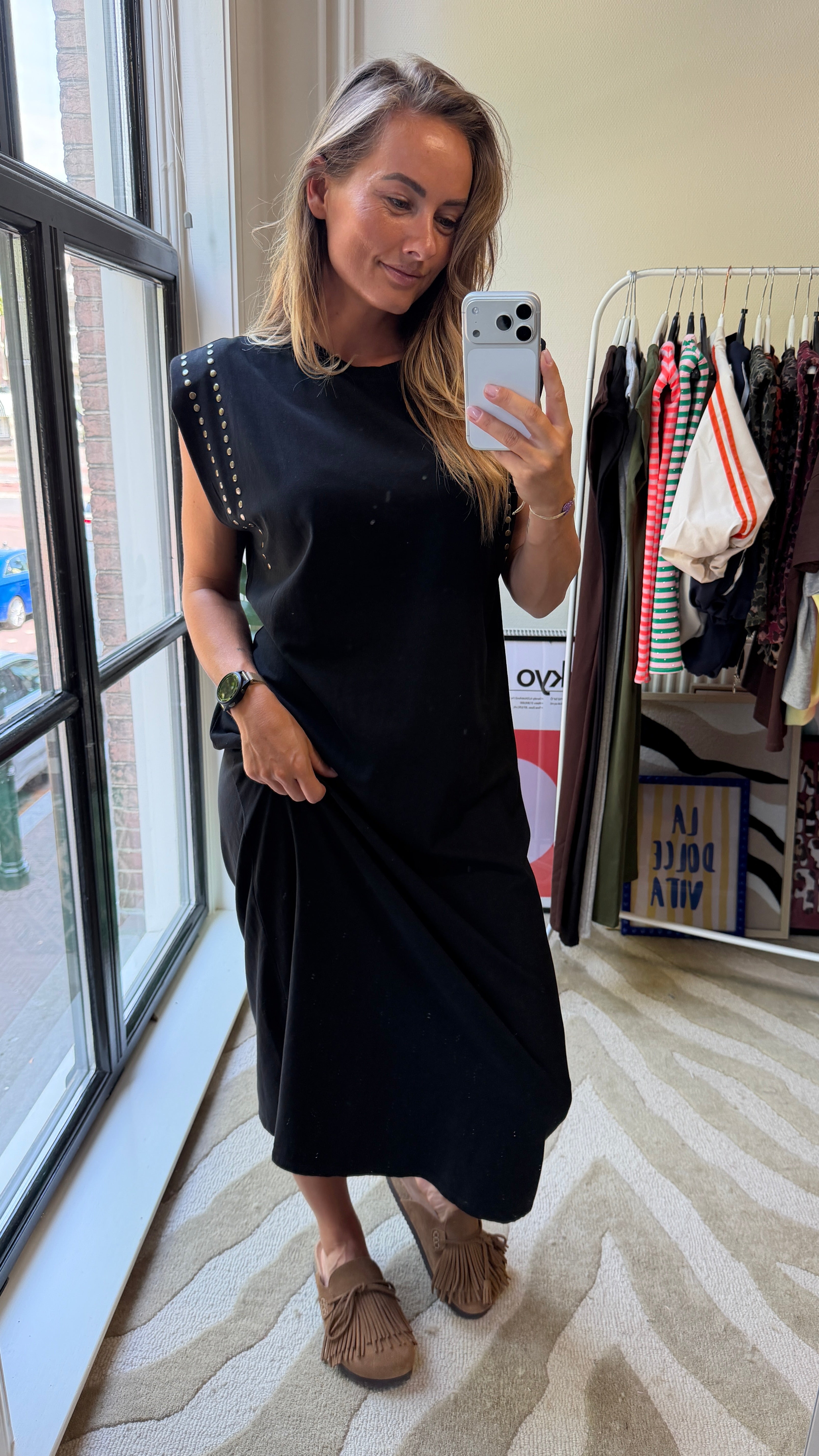 KIKI JURK MET STUDS ZWART
