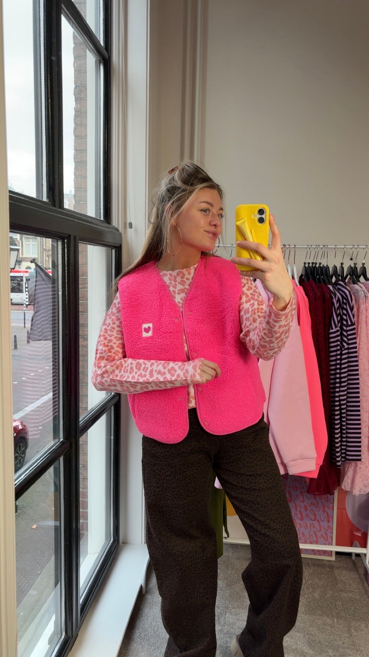 TEDDY GILET FLUO ROZE