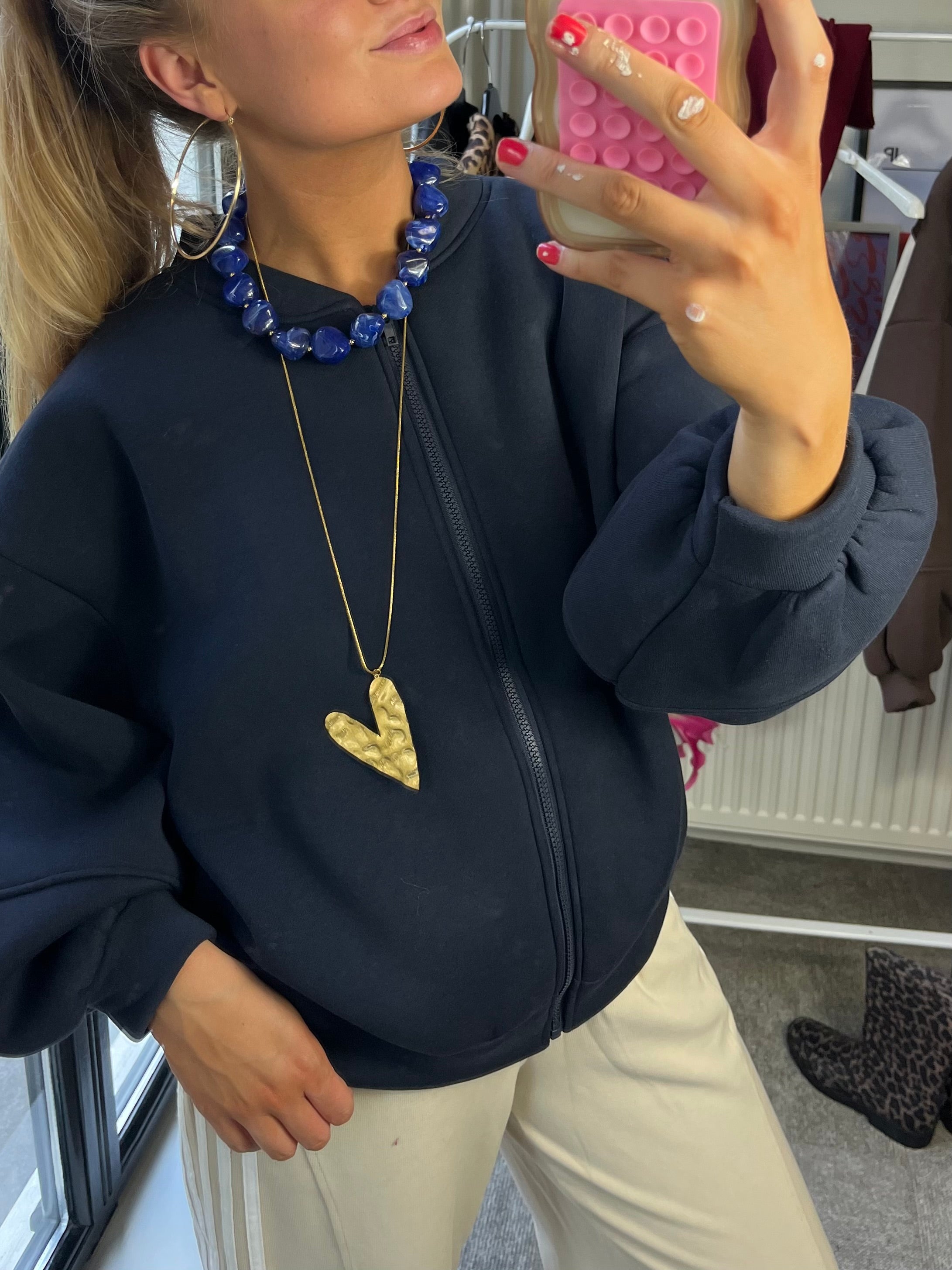LOVE BOMBER VEST | DONKERBLAUW