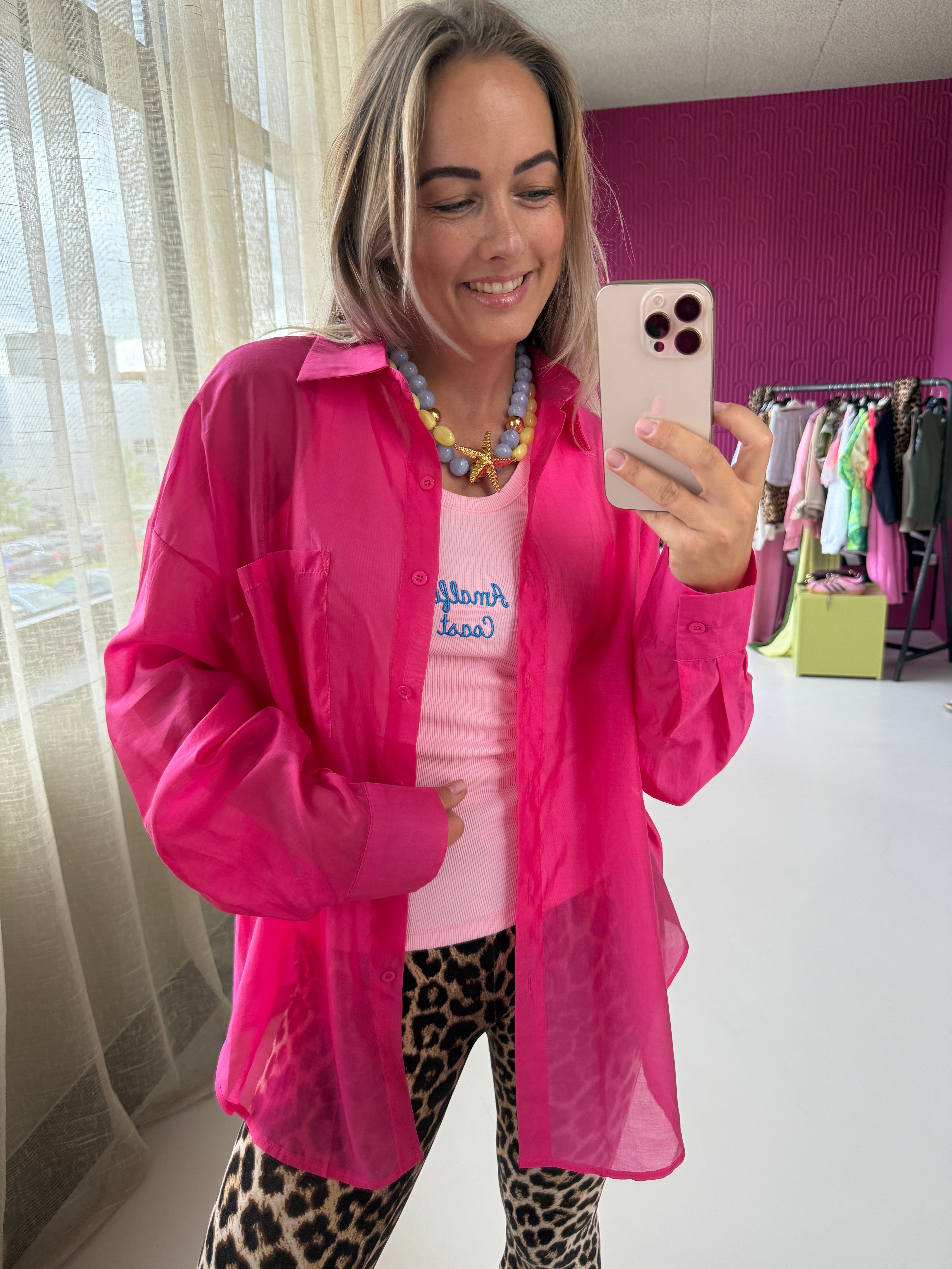 BLOUSE SILK FUCHSIA