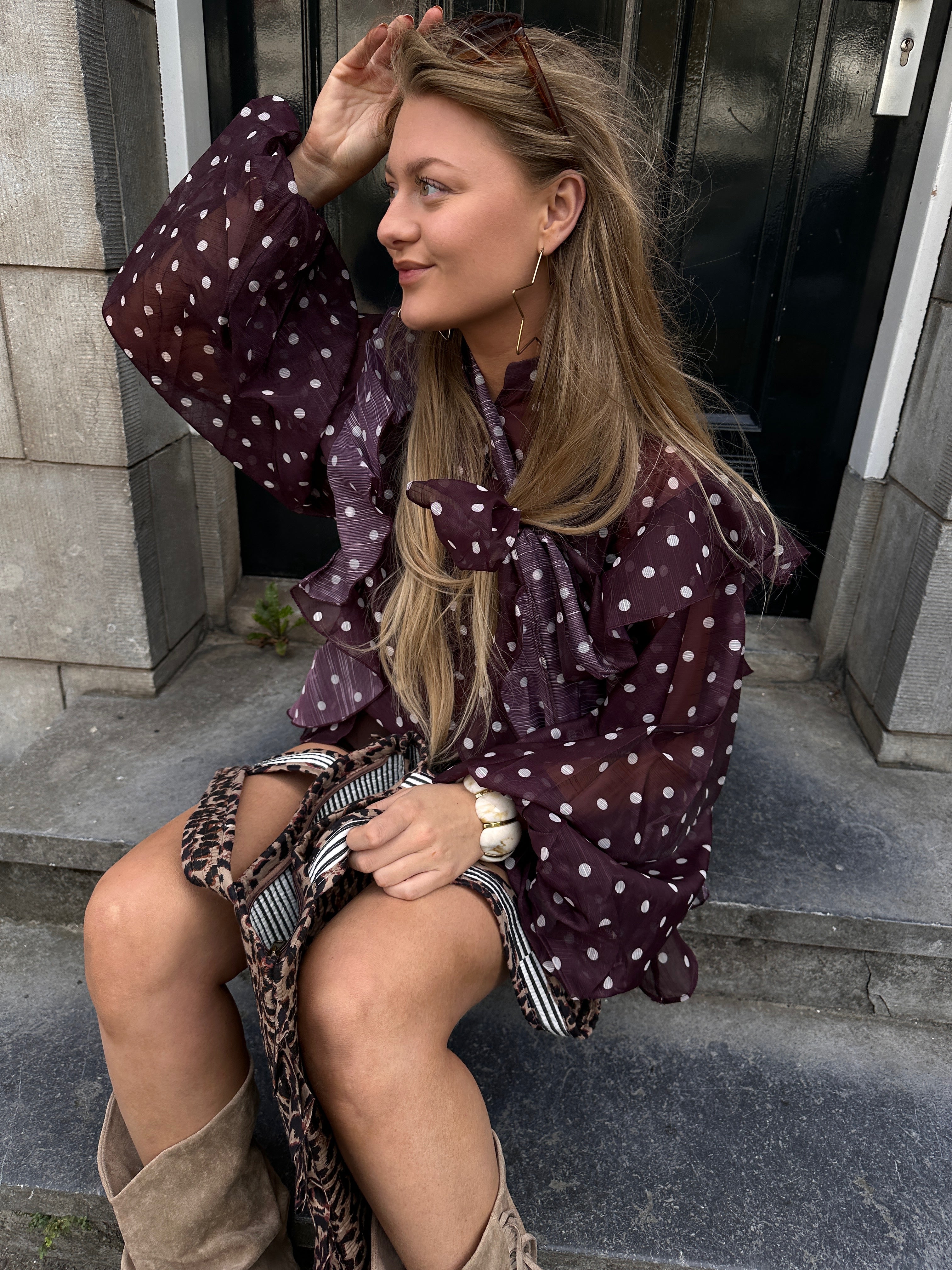 POLLY BLOUSE  BURGUNDY