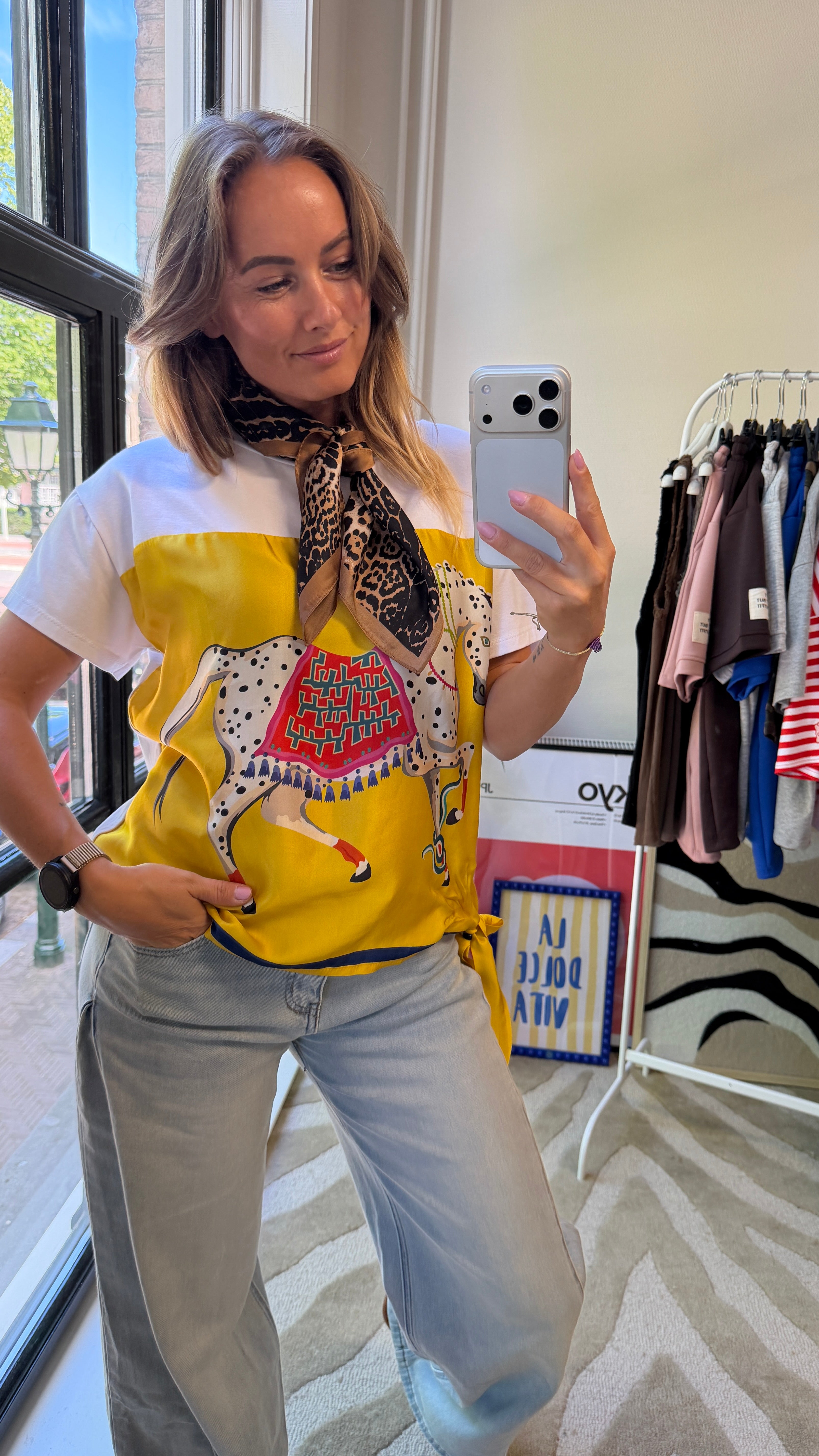 T-SHIRT WILD ELEGANCE PAARD GEEL