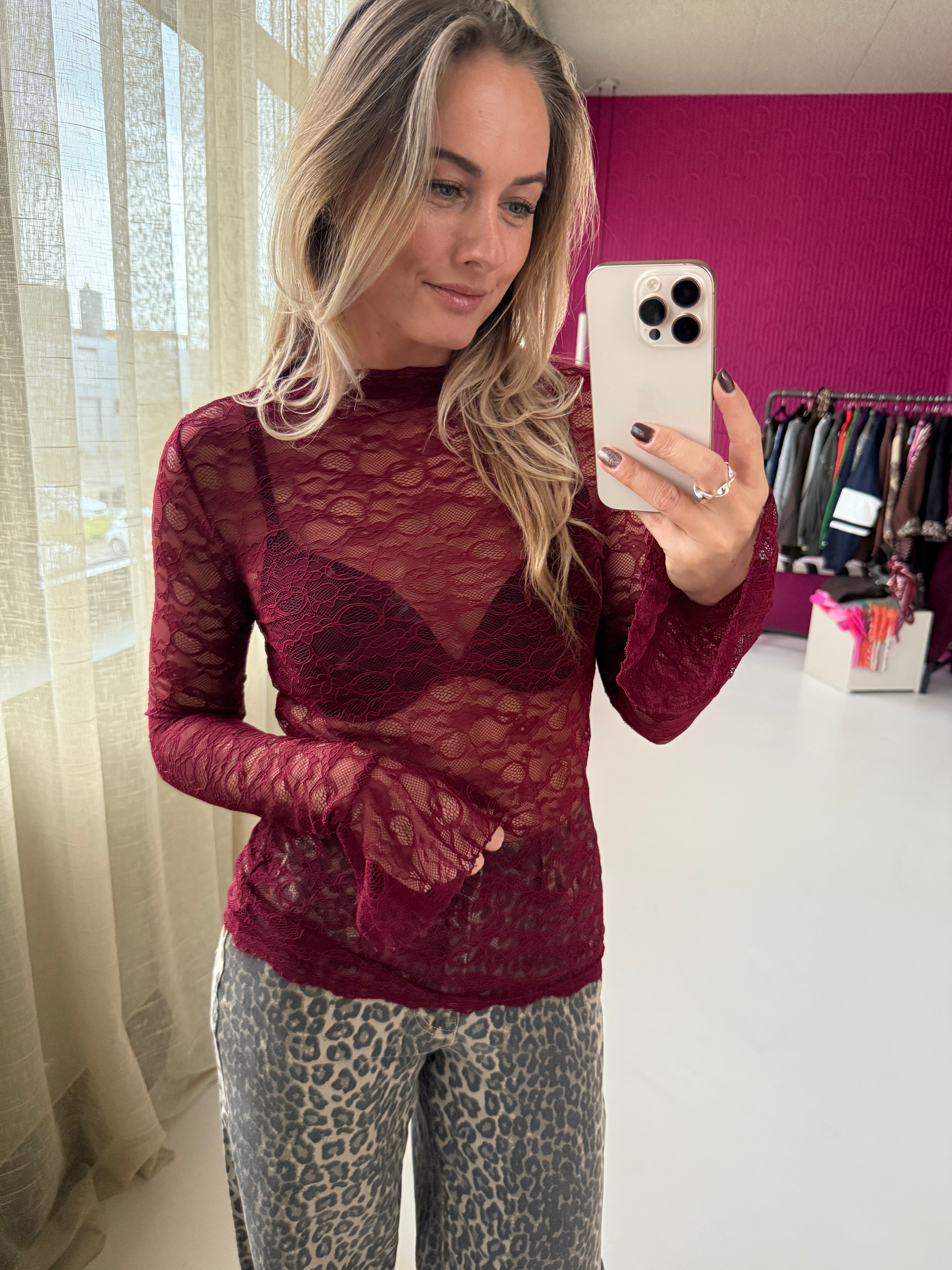 KANTEN MESH TOP BURGUNDY