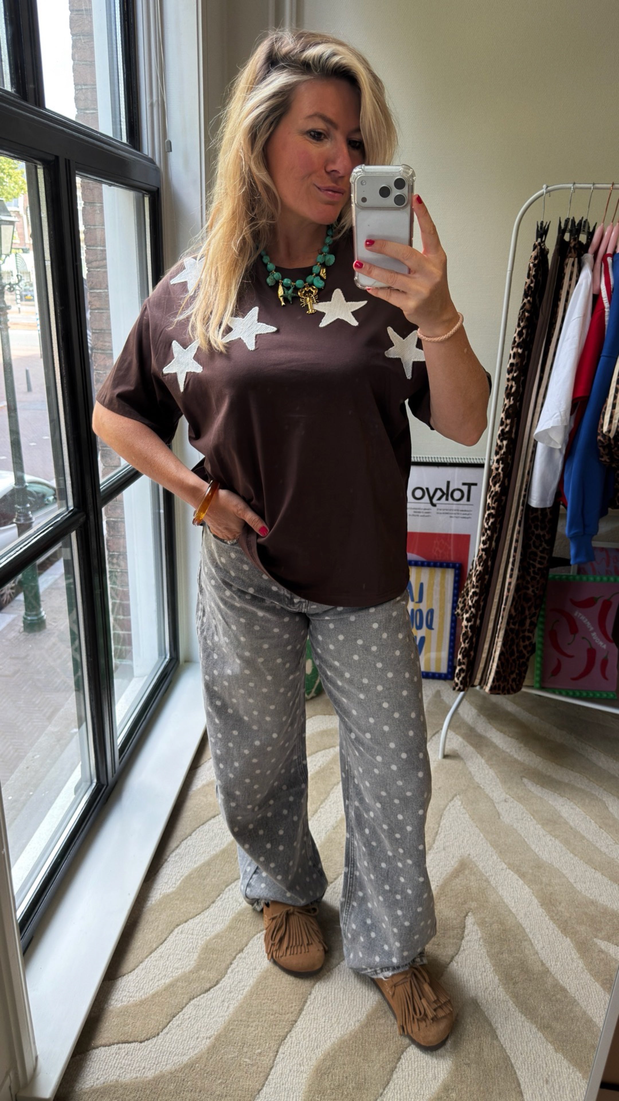 BRUIN T-SHIRT MET STERREN