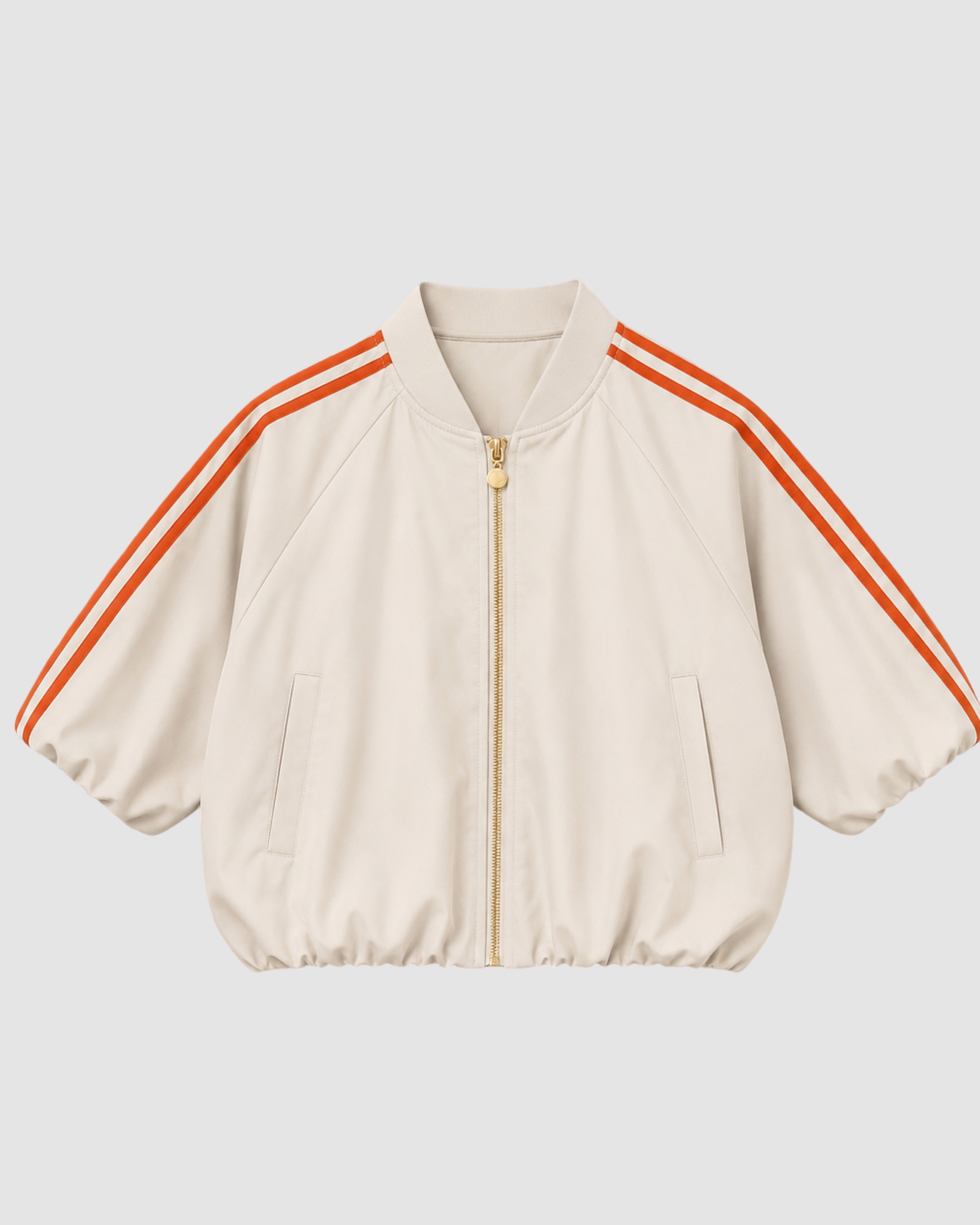 BIEKE BOMBERVESTJE BEIGE MET ORANJE