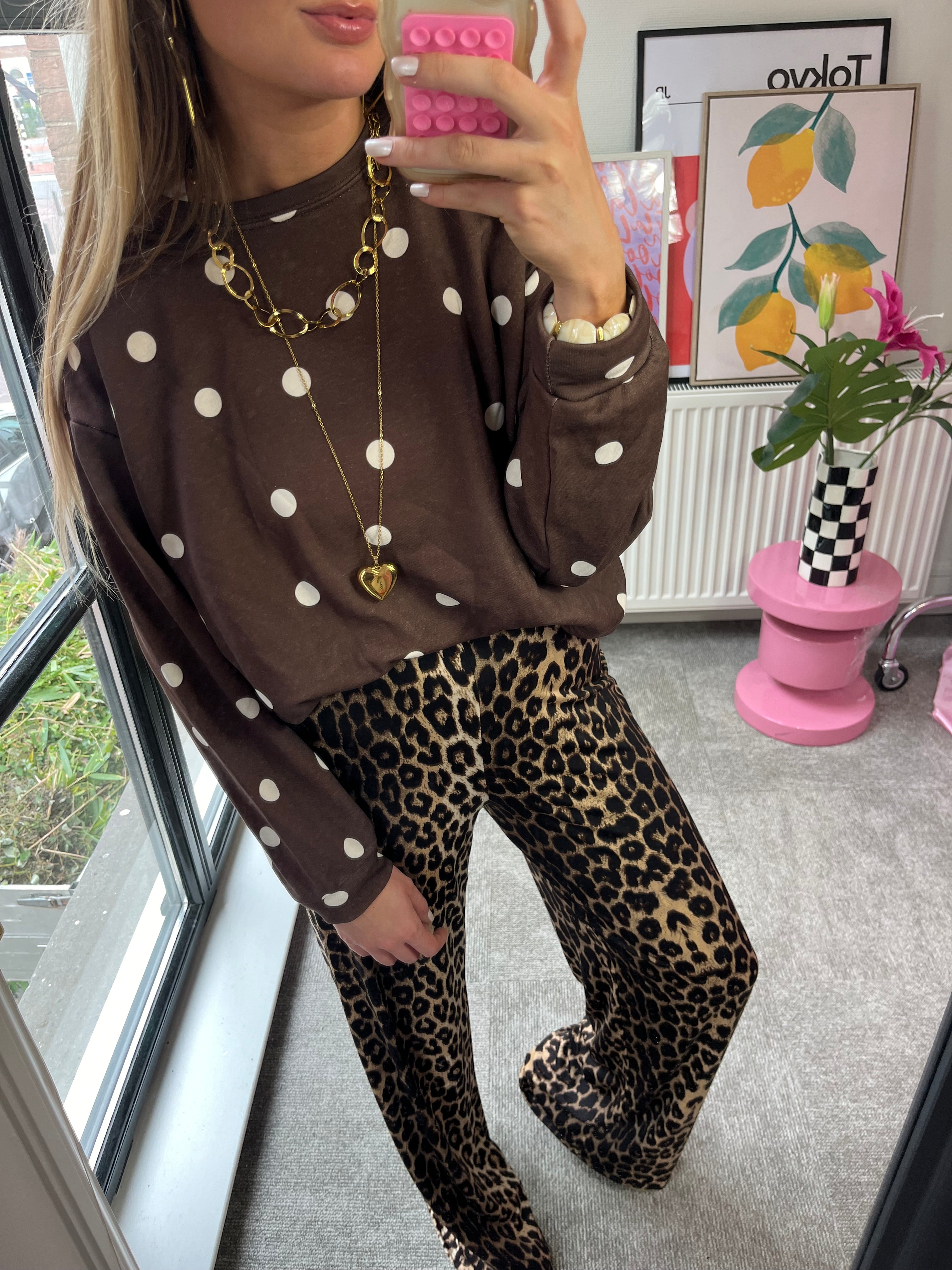 DOTS SWEATER BROWNY