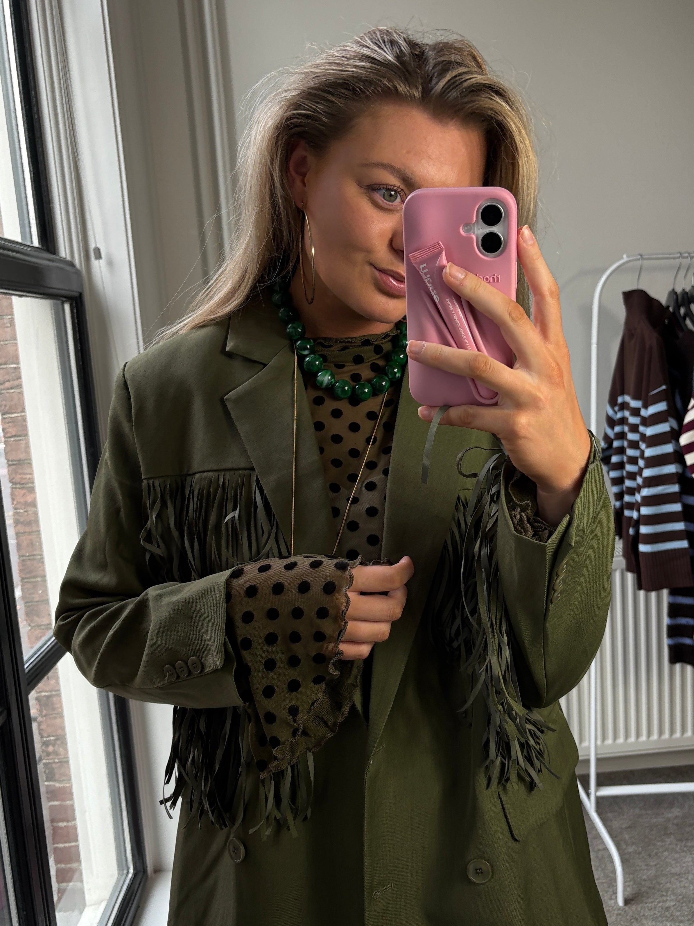 STIPPEN MESH TOP GROEN