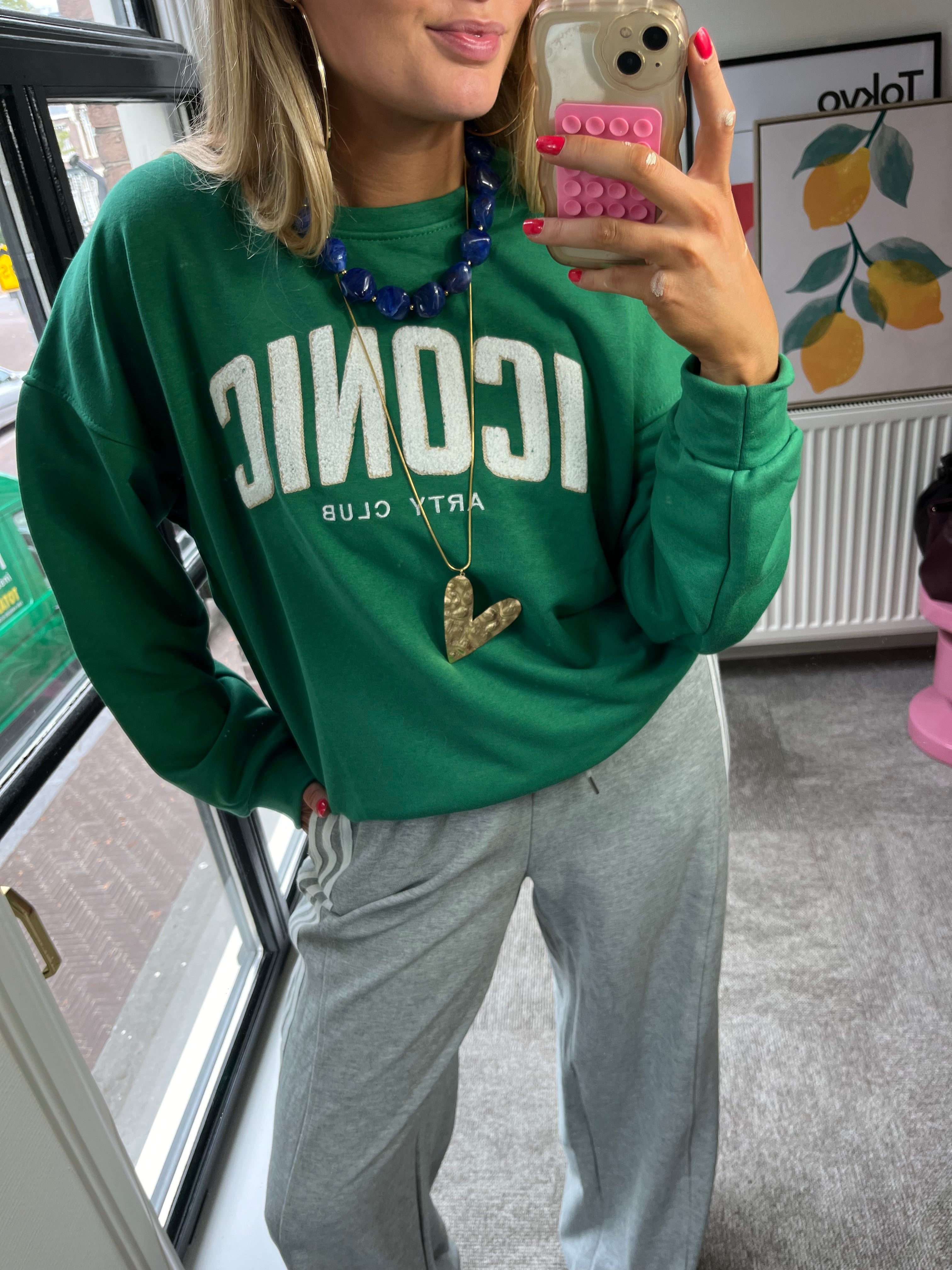 ROBINE SWEATER ICONIC HELDERGROEN