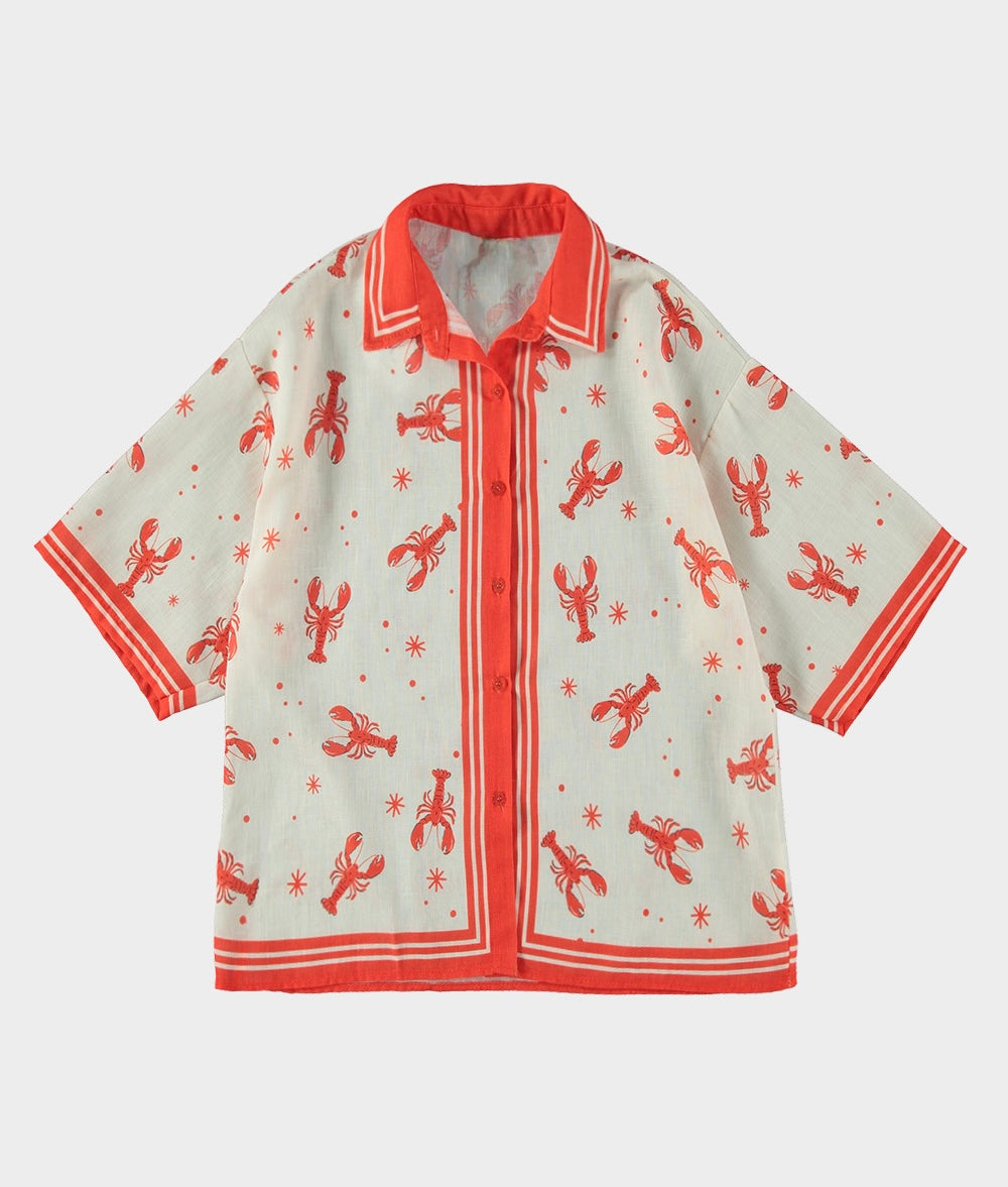 MUSTHAVE PRINT BLOUSE KREEFT ROOD