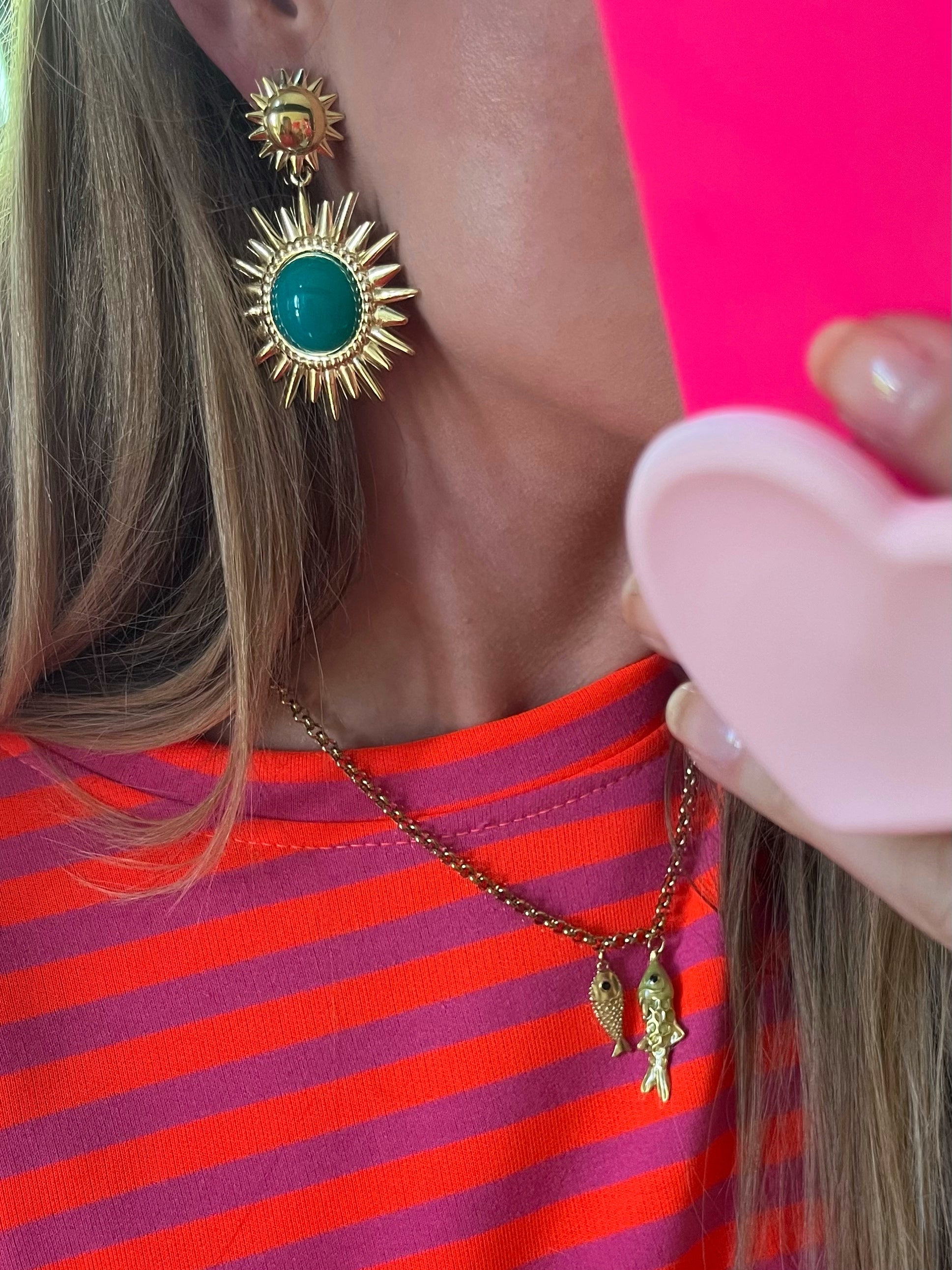 GREEN SUN EARRINGS