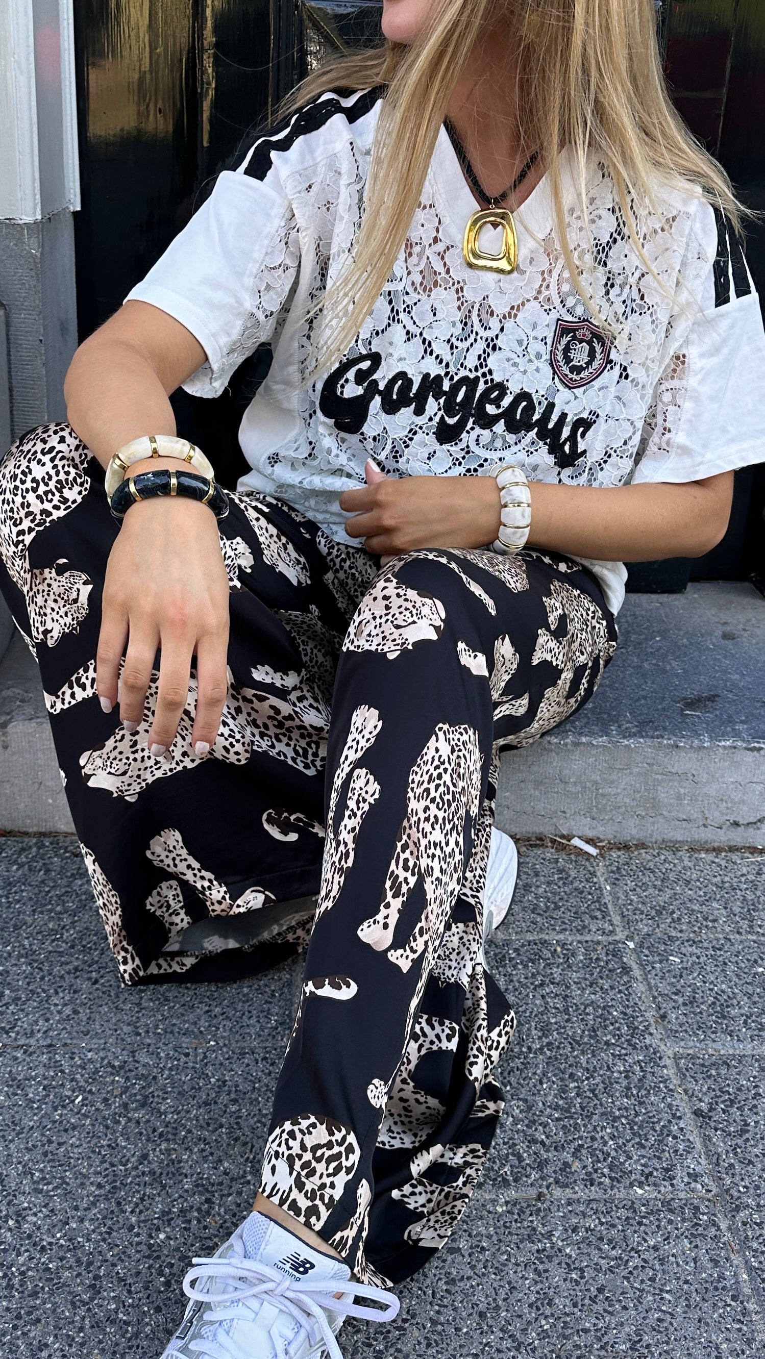 NAOMI LEOPARD BROEK ZWART