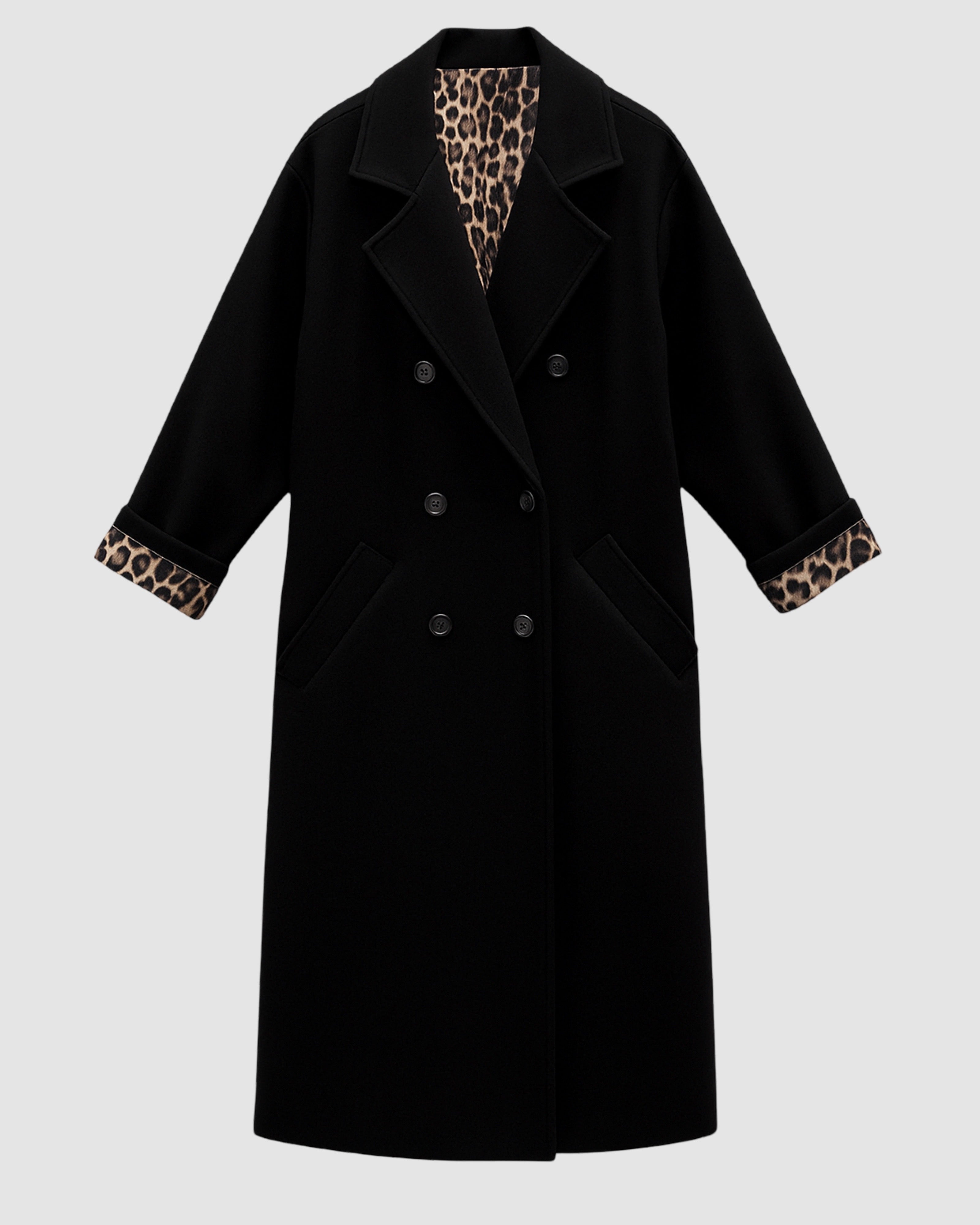 LIZZY MANTEL JAS ZWART MET PANTER