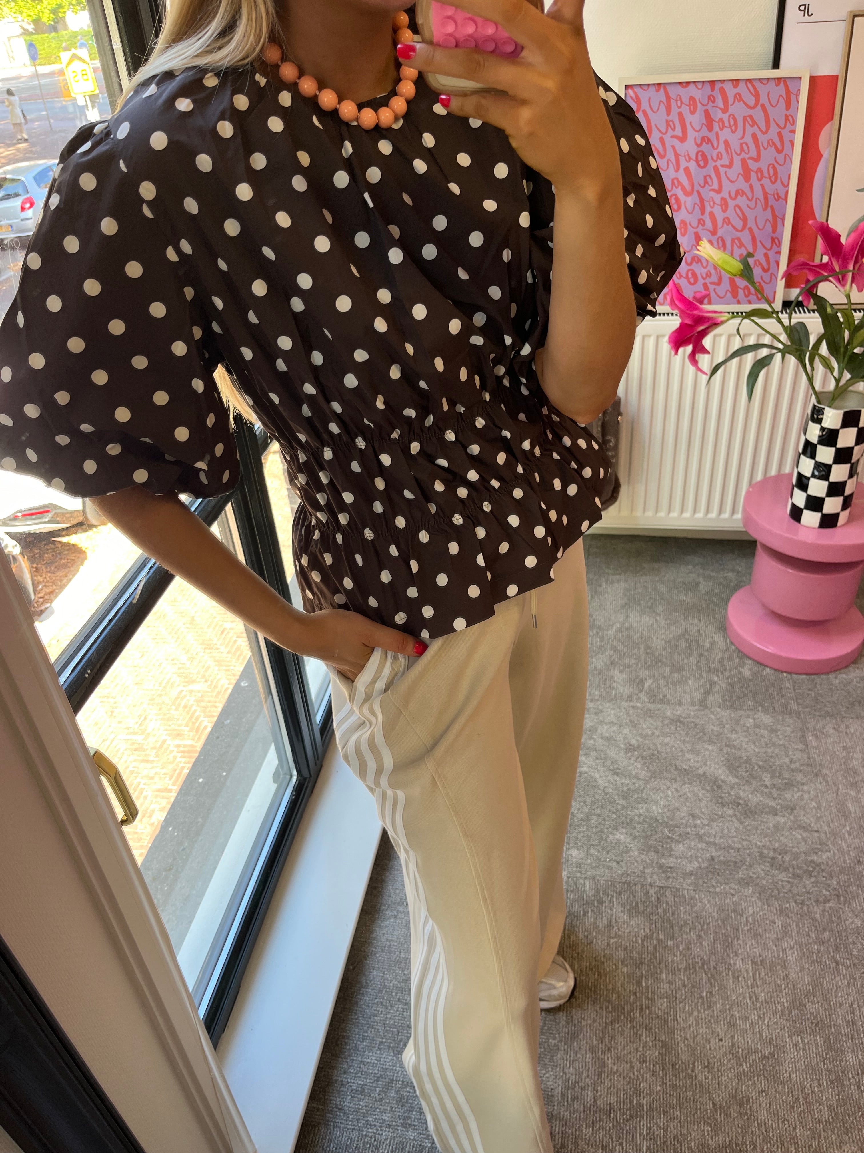 PENELOPE DOTS TOP BROWN