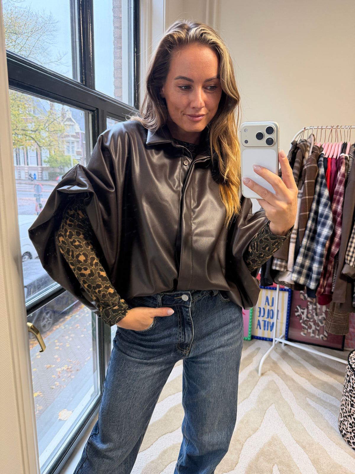 BRUINE LETHERLOOK BLOUSE