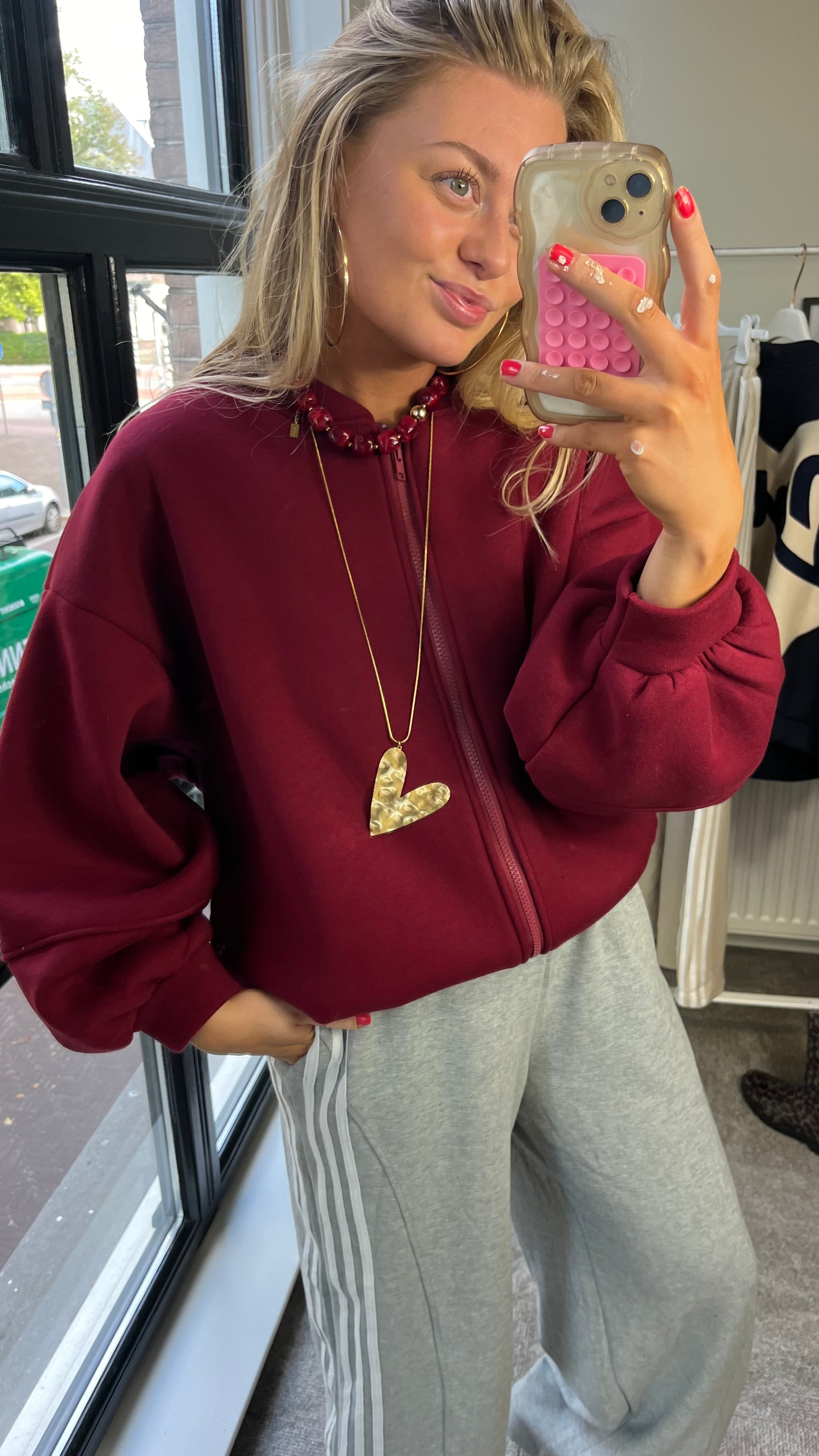 LOVE BOMBER VEST| BORDEAUX ROOD