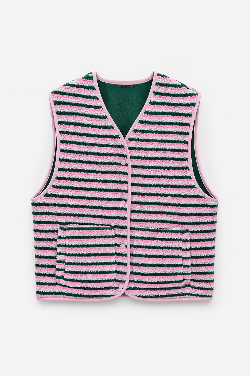 GROEN ROZE TEDDY GILET