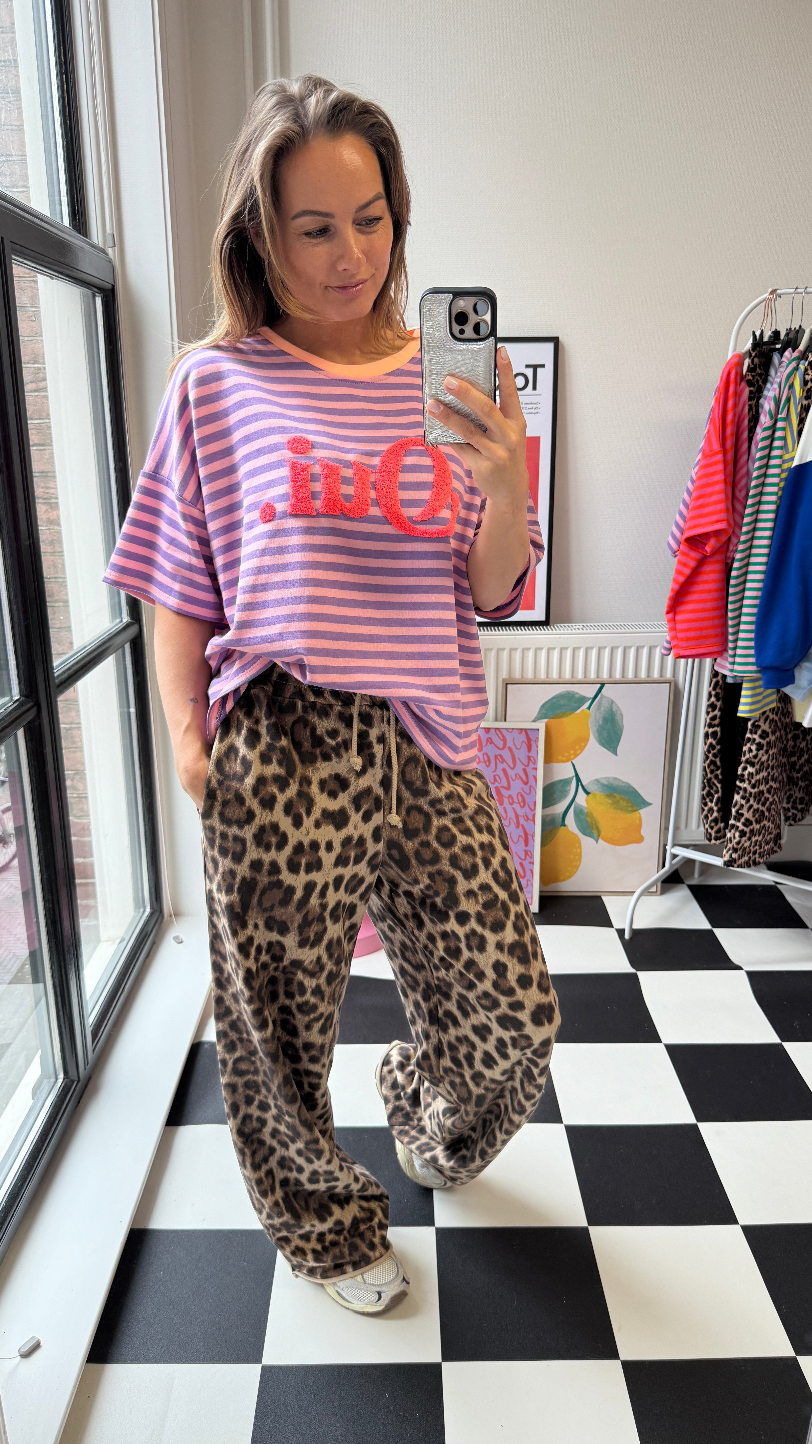 GESTREEPT LILA/ROZE T-SHIRT OUI