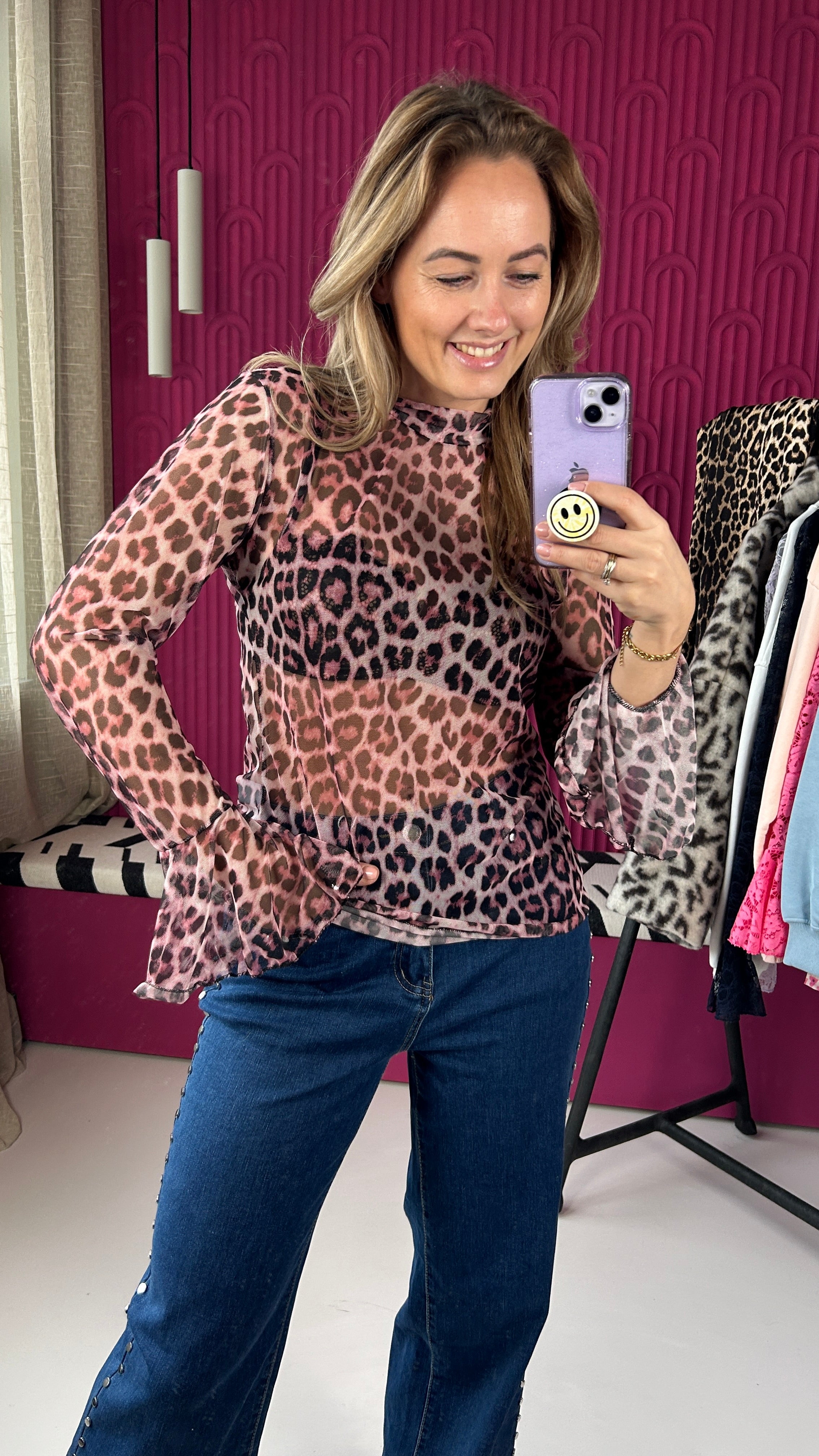 PANTER MESH TOP TROMPET ROZE