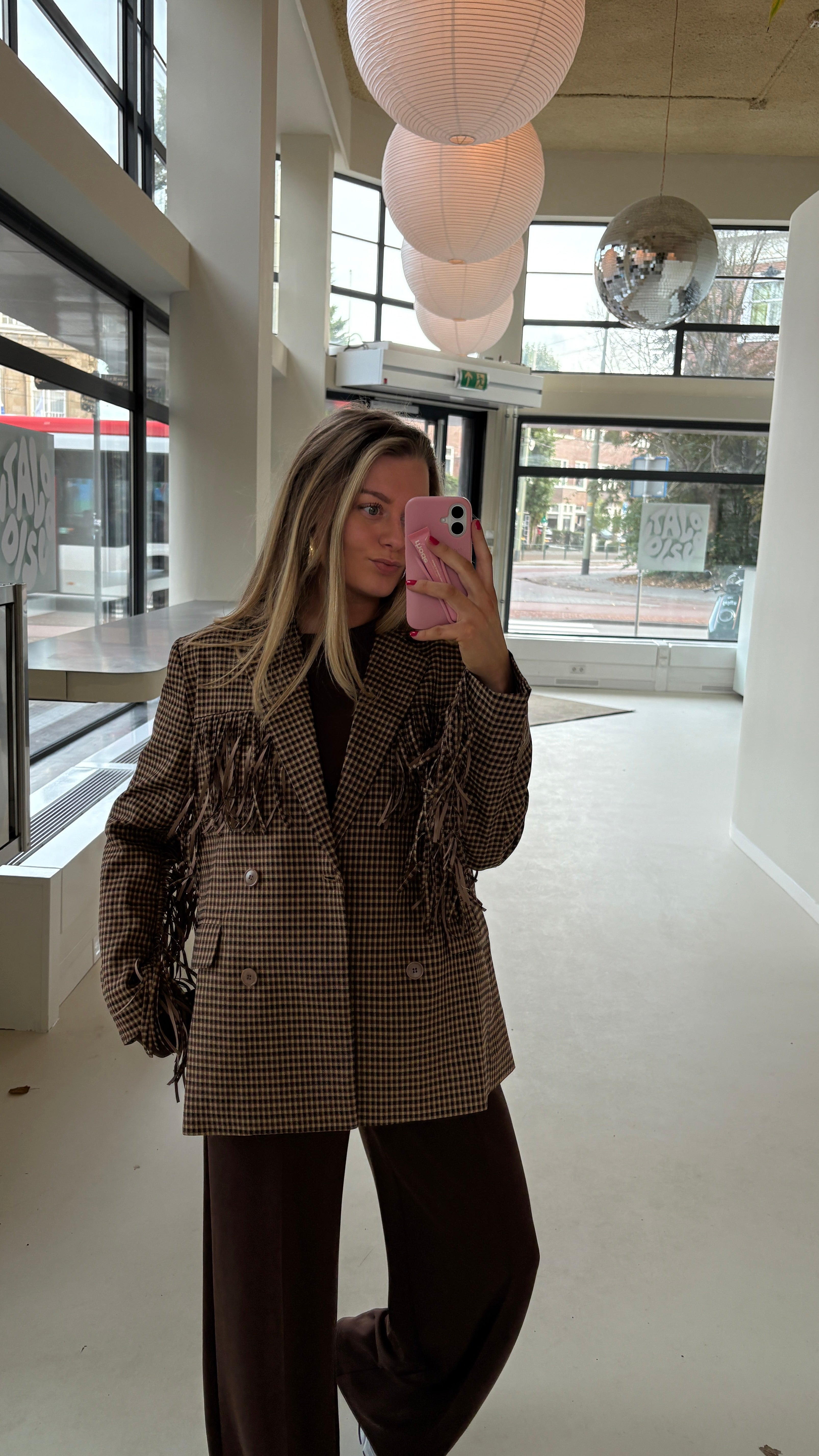 MAUD MUSTHAVE BLAZER RUIT FRANJES CAMEL