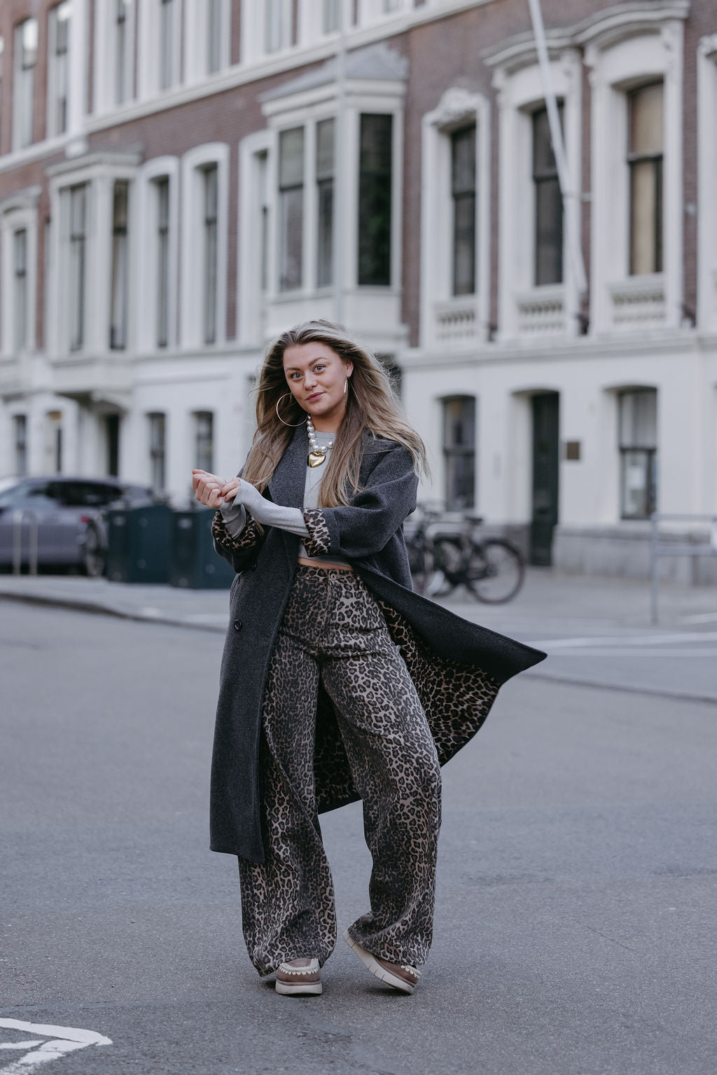 #PRE ORDER# LIZZY MANTEL JAS GRIJS MET PANTER