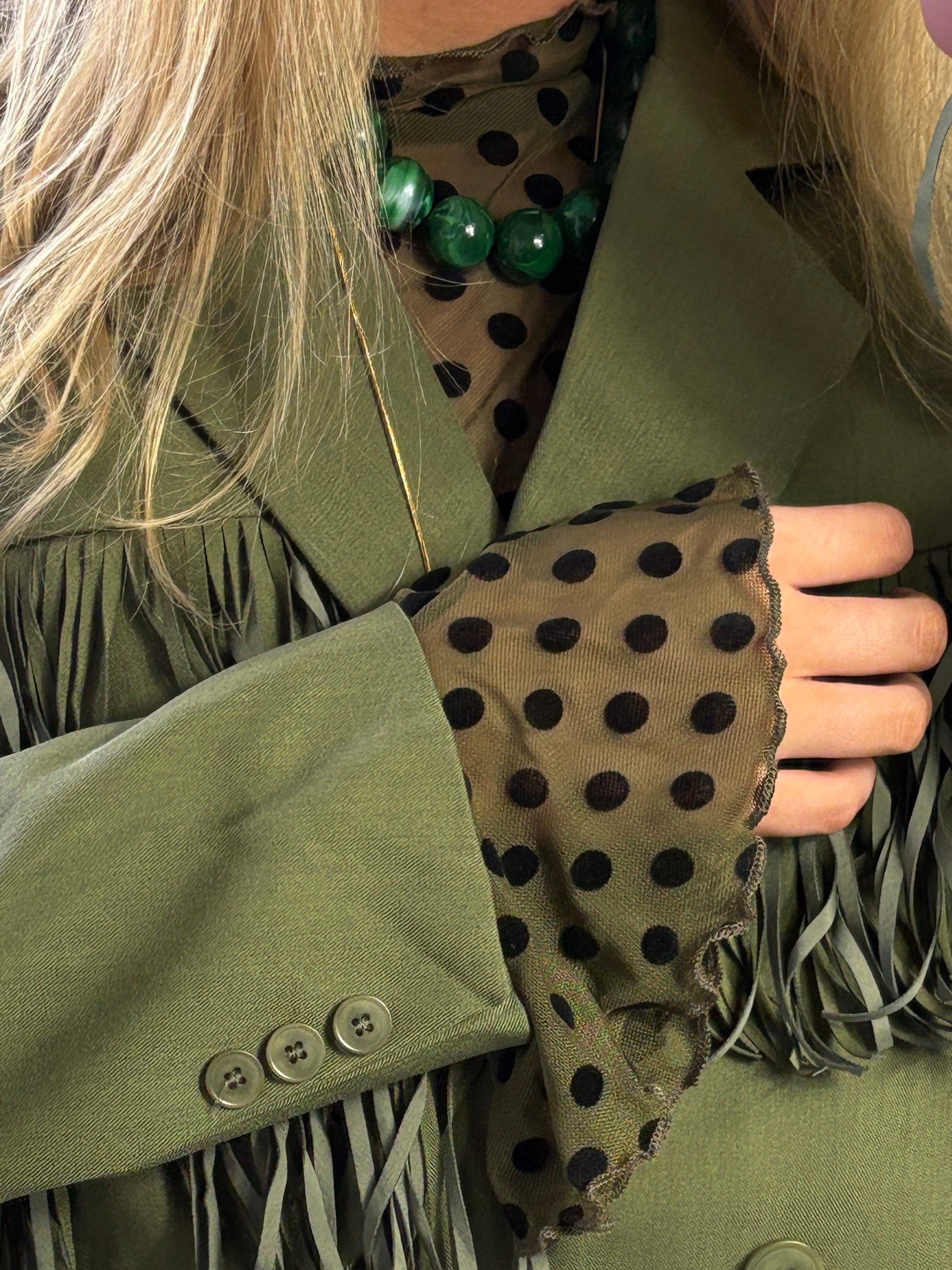 STIPPEN MESH TOP GROEN