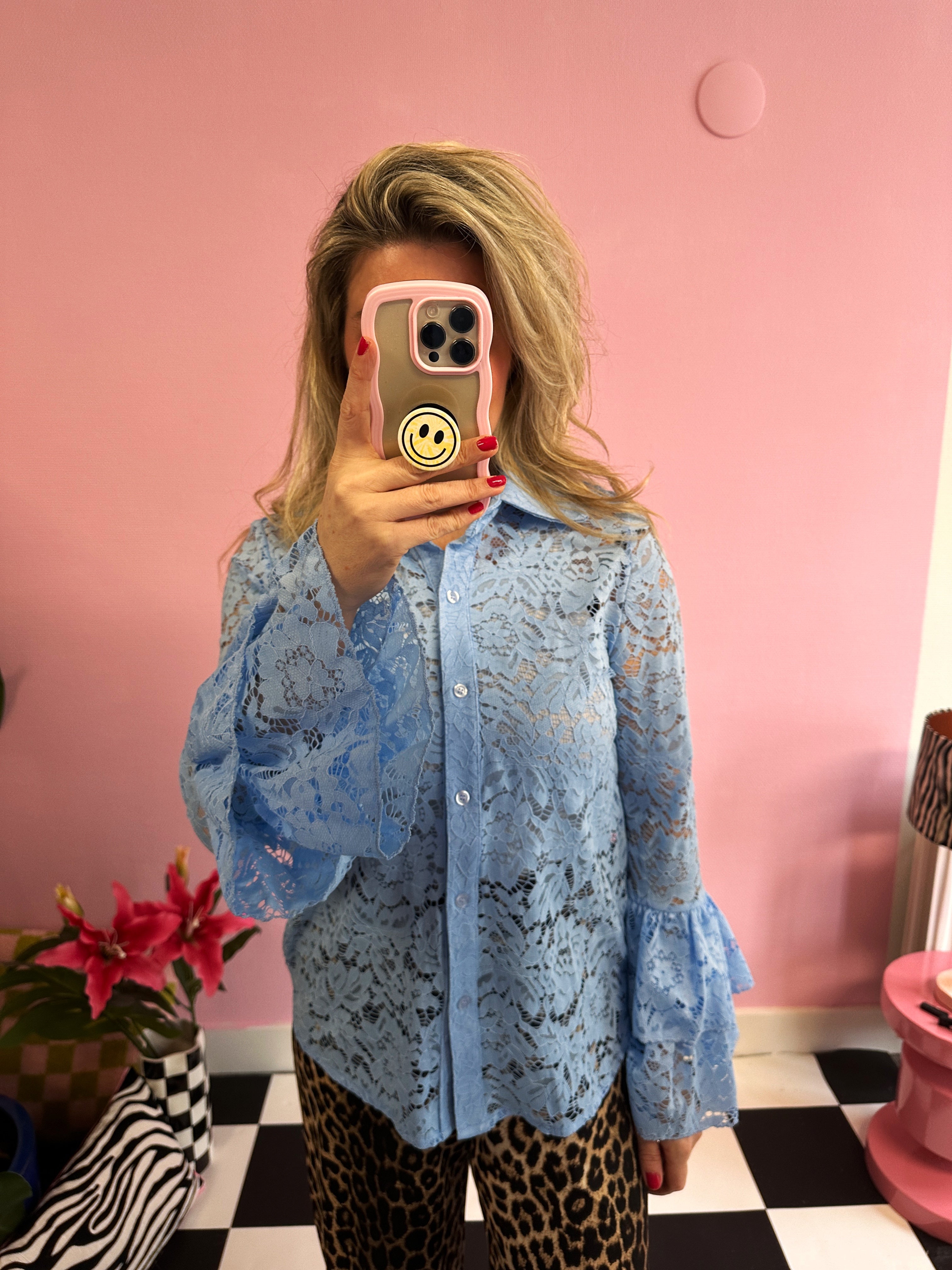 LACE BLOUSE BLAUW