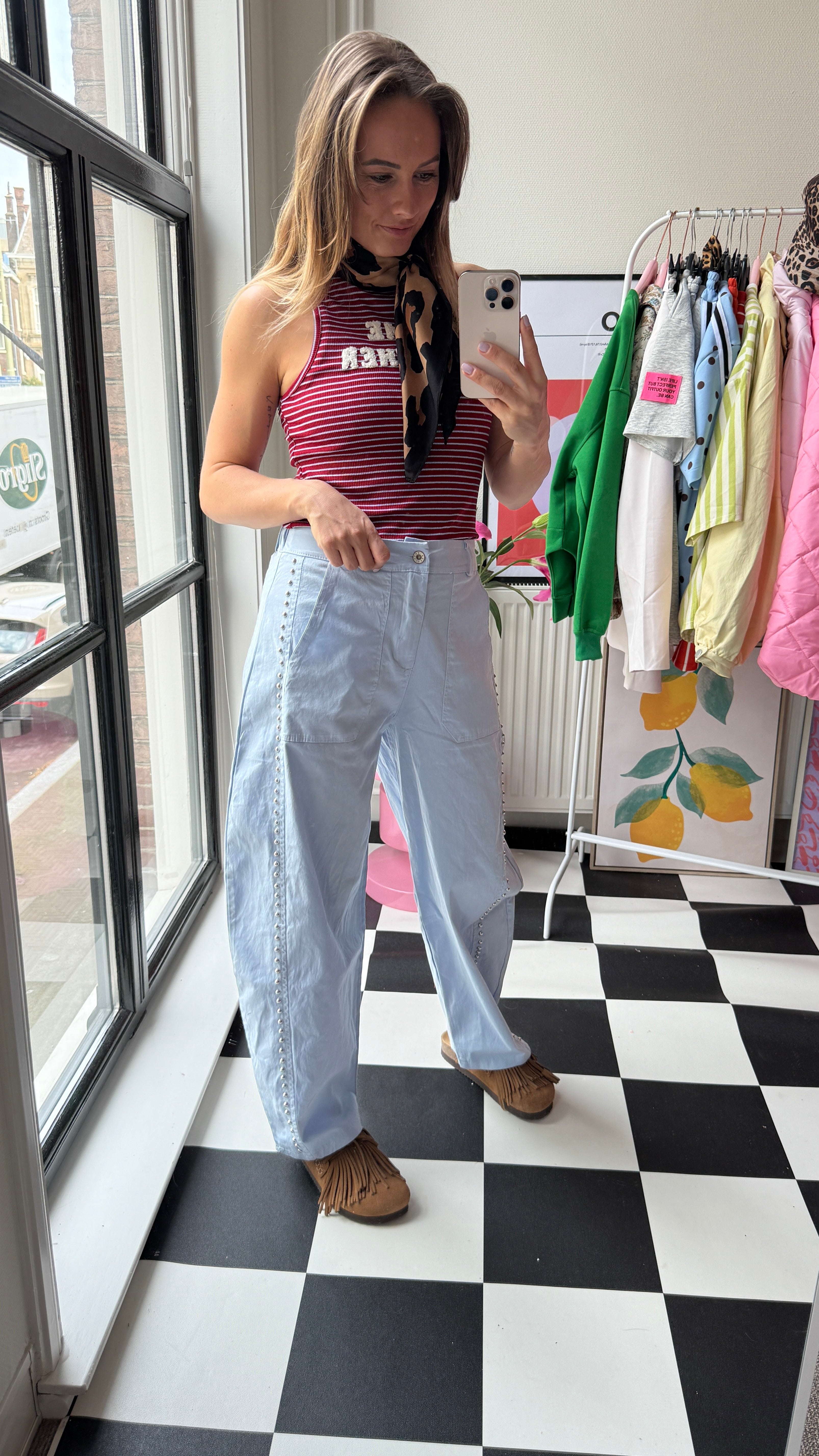 MILA BARREL BROEK LICHTBLAUW